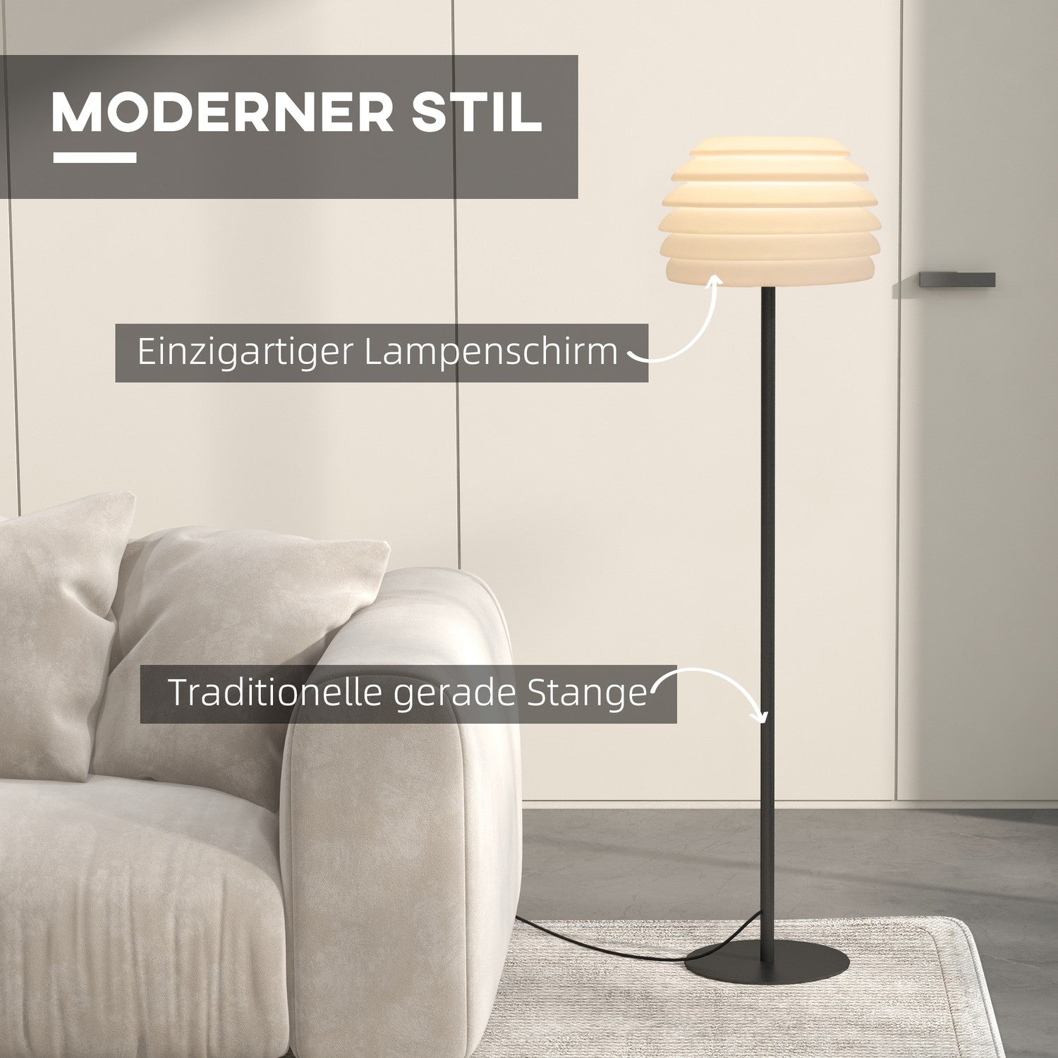 Venkovní a vnitřní stojací lampa, přenosná a stmívatelná, IP44, černá