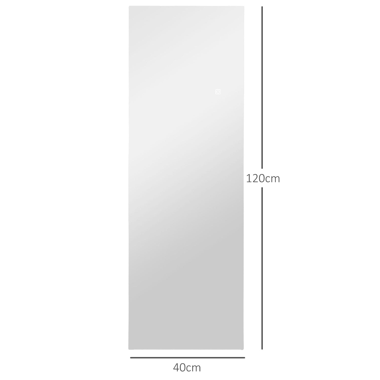Stojací zrcadlo s LED osvětlením, dotykové ovládání, 40x120 cm