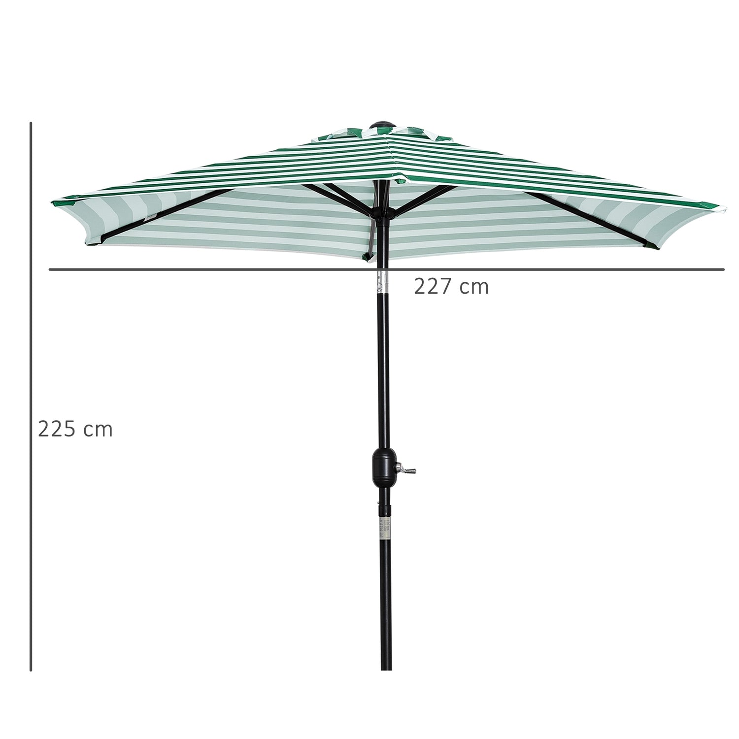 Green Stripe Steel Garden Parasoll – Ø230 x 216 cm