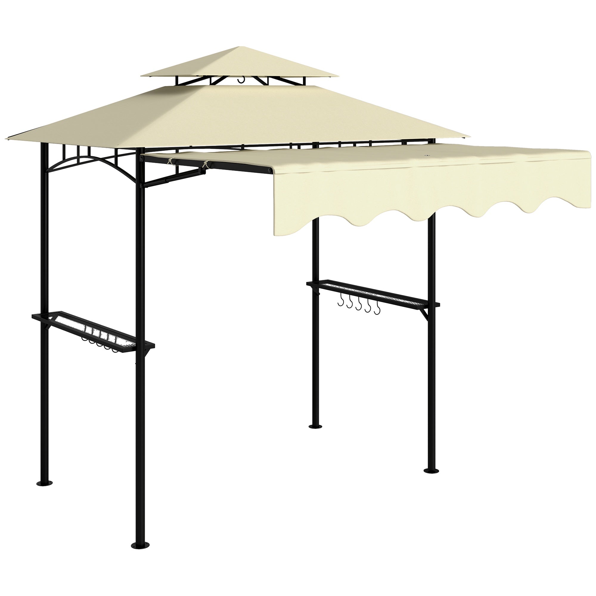 Grillpaviljong med justerbar markis och hyllor