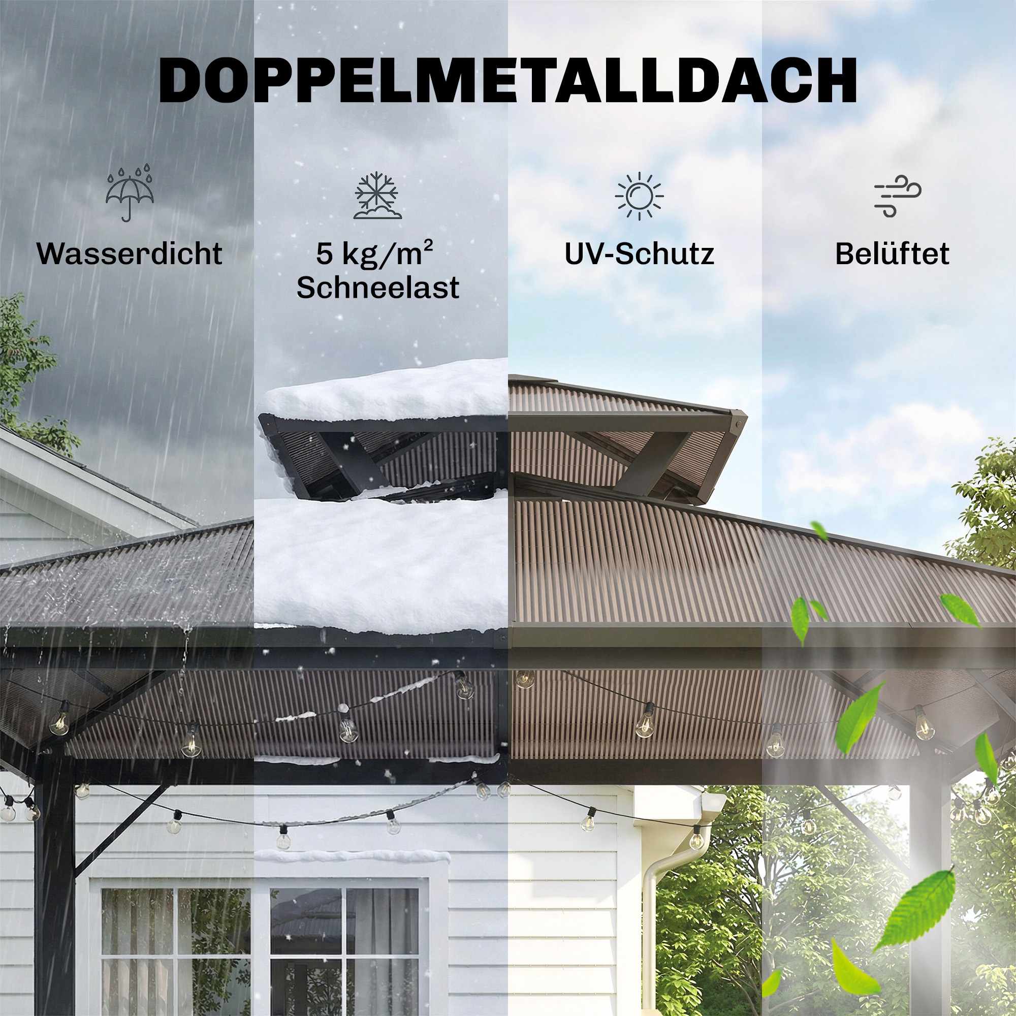 Grillpaviljong med polykarbonattak, aluminiumram