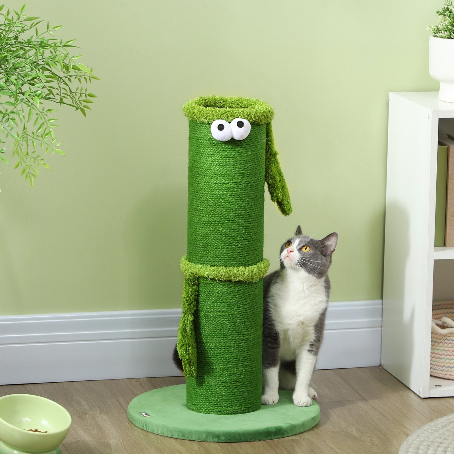 Zelený sisalový škrabací sloupek pro kočky – 63 cm, pro interiér