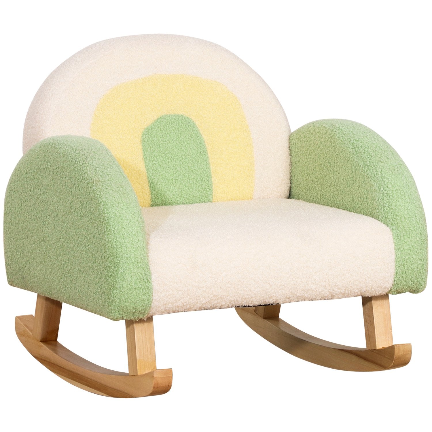 Grön lammskinnsgungsoffa för barn – Eucalyptus Wood, ålder 3+