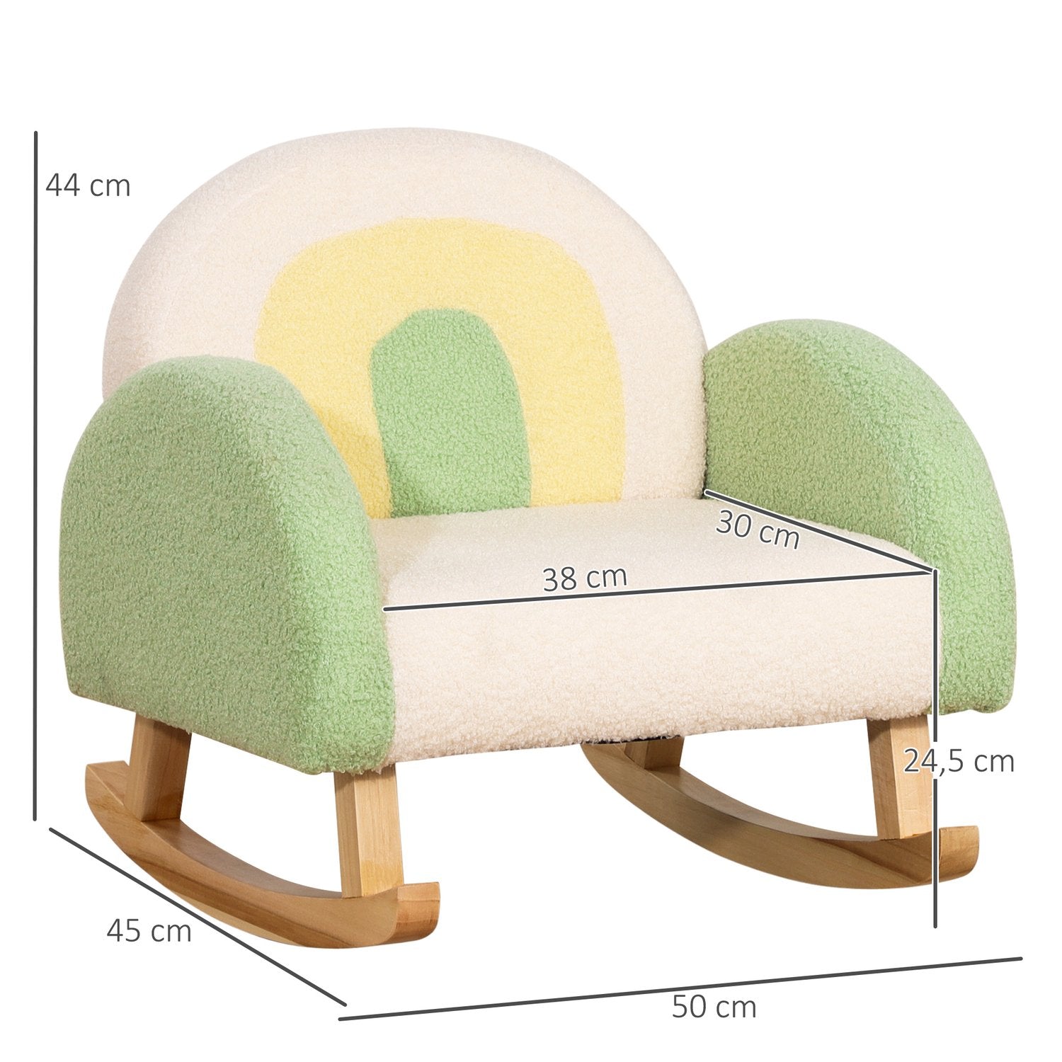 Grön lammskinnsgungsoffa för barn – Eucalyptus Wood, ålder 3+