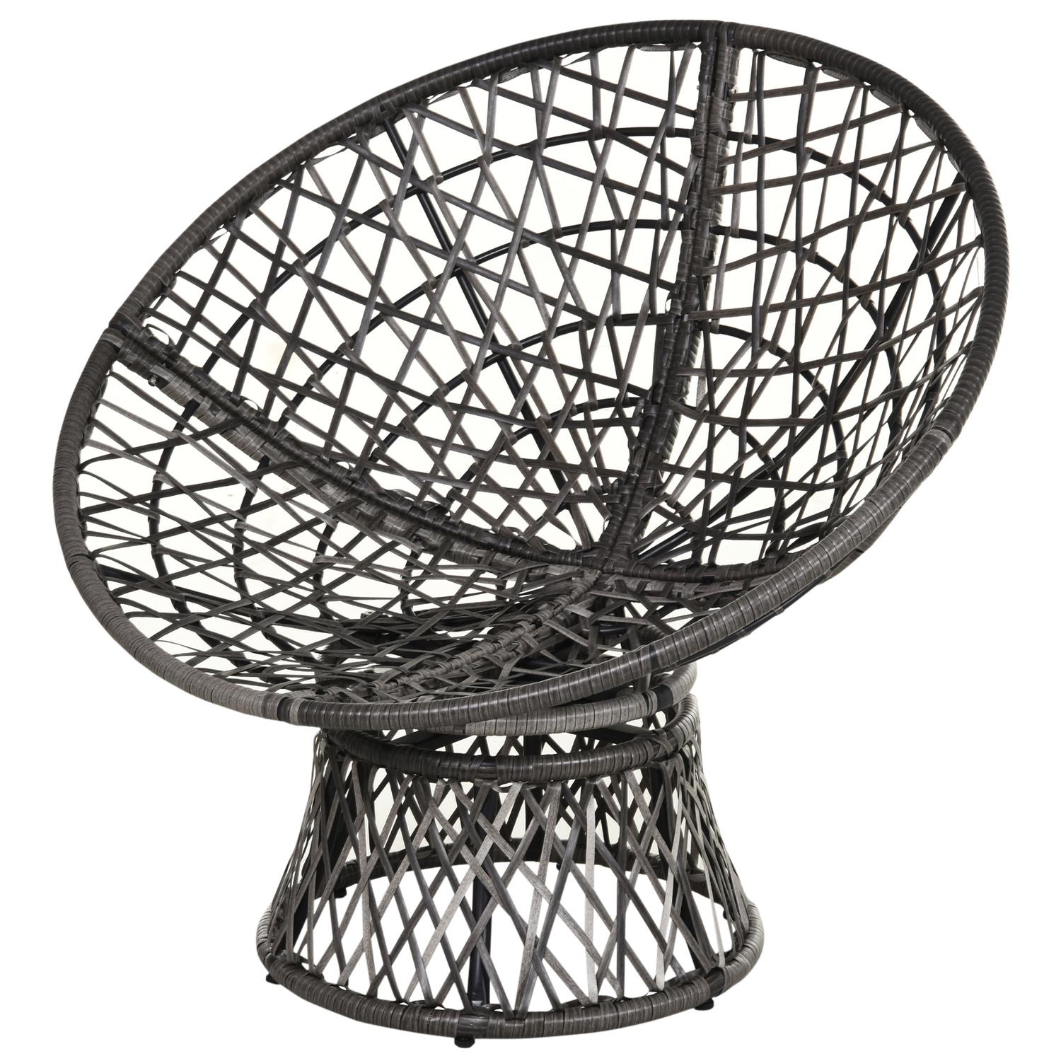 Grå rotting Papasan stol med klädsel, 360° vridbar