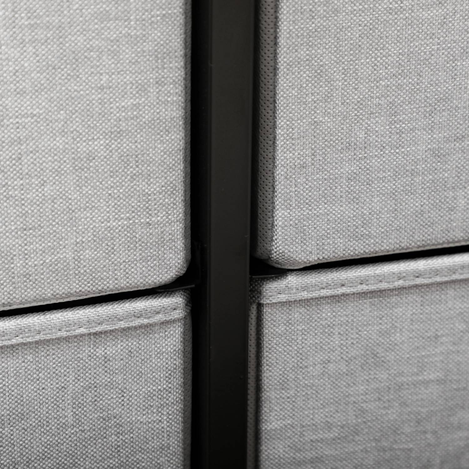 Šedá komoda s 8 látkovými boxy a deskou
