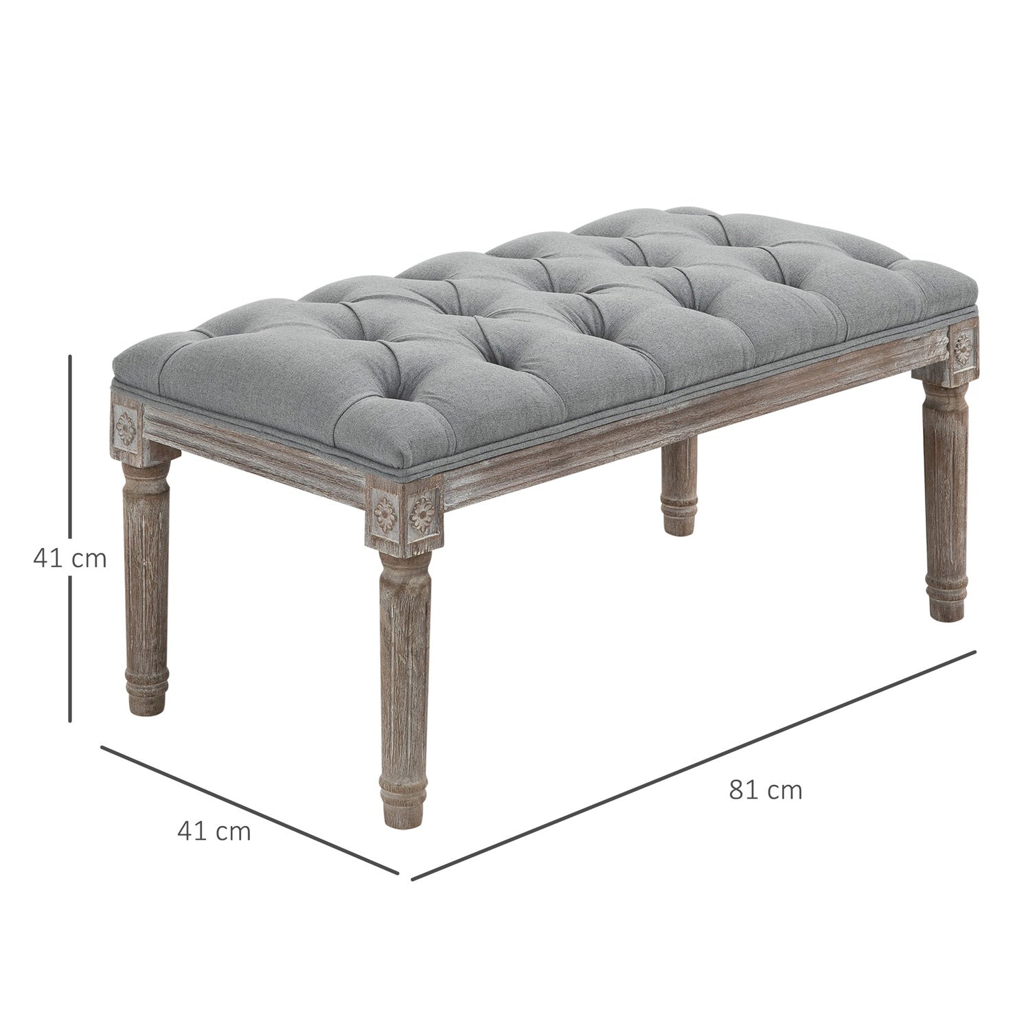 Grå stoppad bänk - vintagestil med knappdetalj