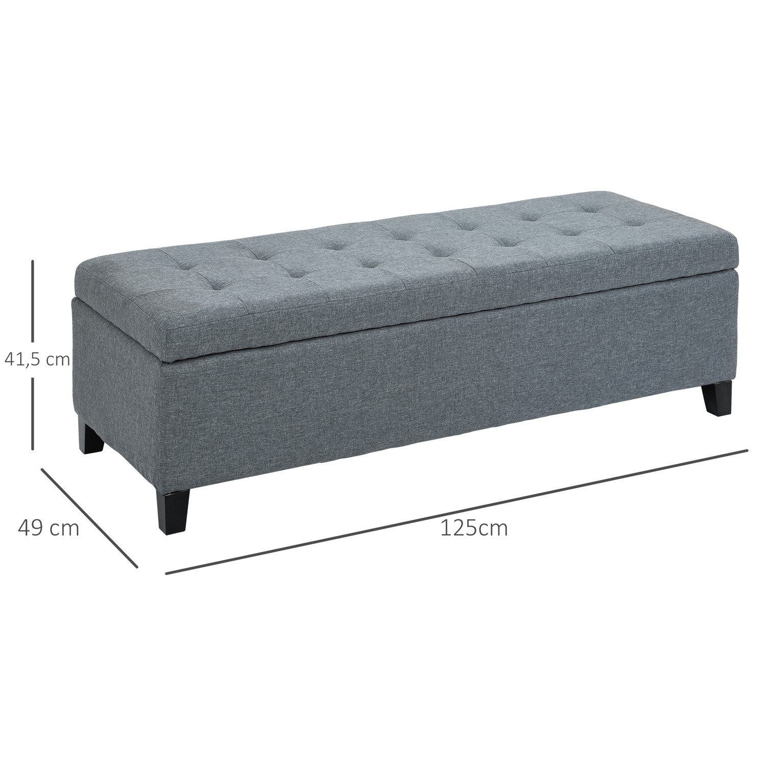 Grå stoppad förvaringsbänk – Linnelook Bed & Living Room