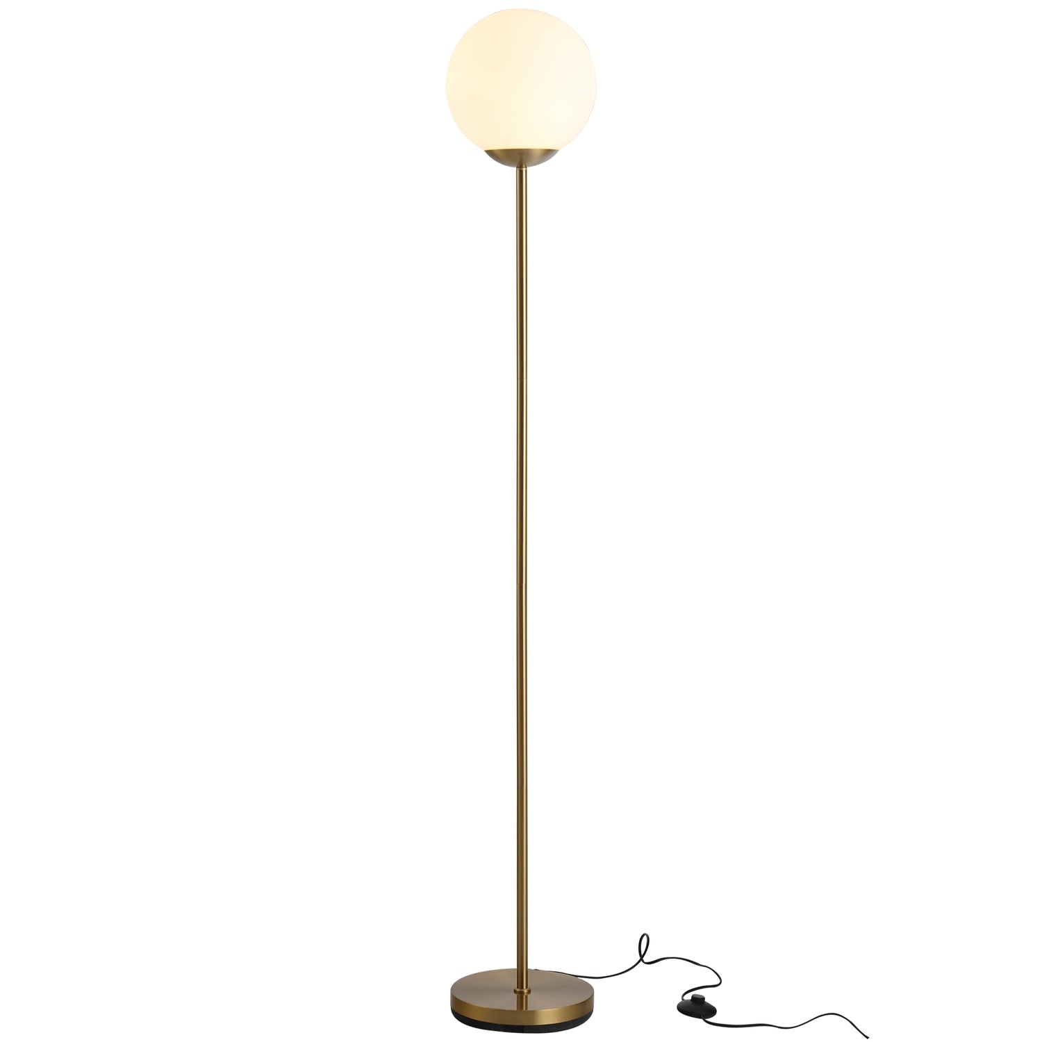 Guldmetall golvlampa med glas – 25x25x171cm