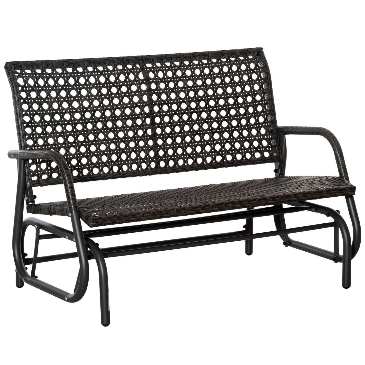 Gungbänk i polyrattan utomhus, 2-sits, grå, 70x120x84 cm
