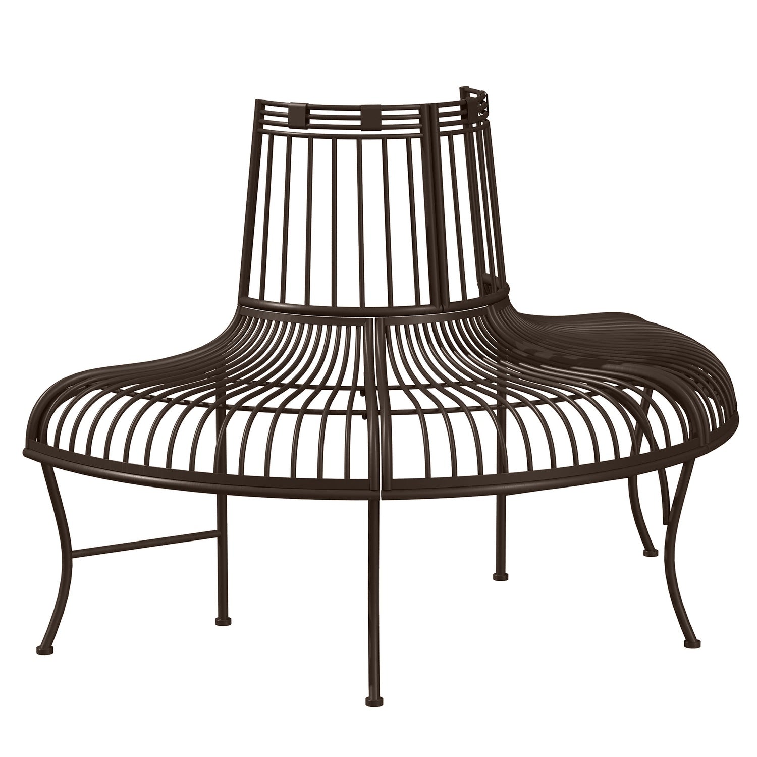 Halvcirkelformad metallträdbänk för 37 cm stammar, 135 x 70 x 85 cm