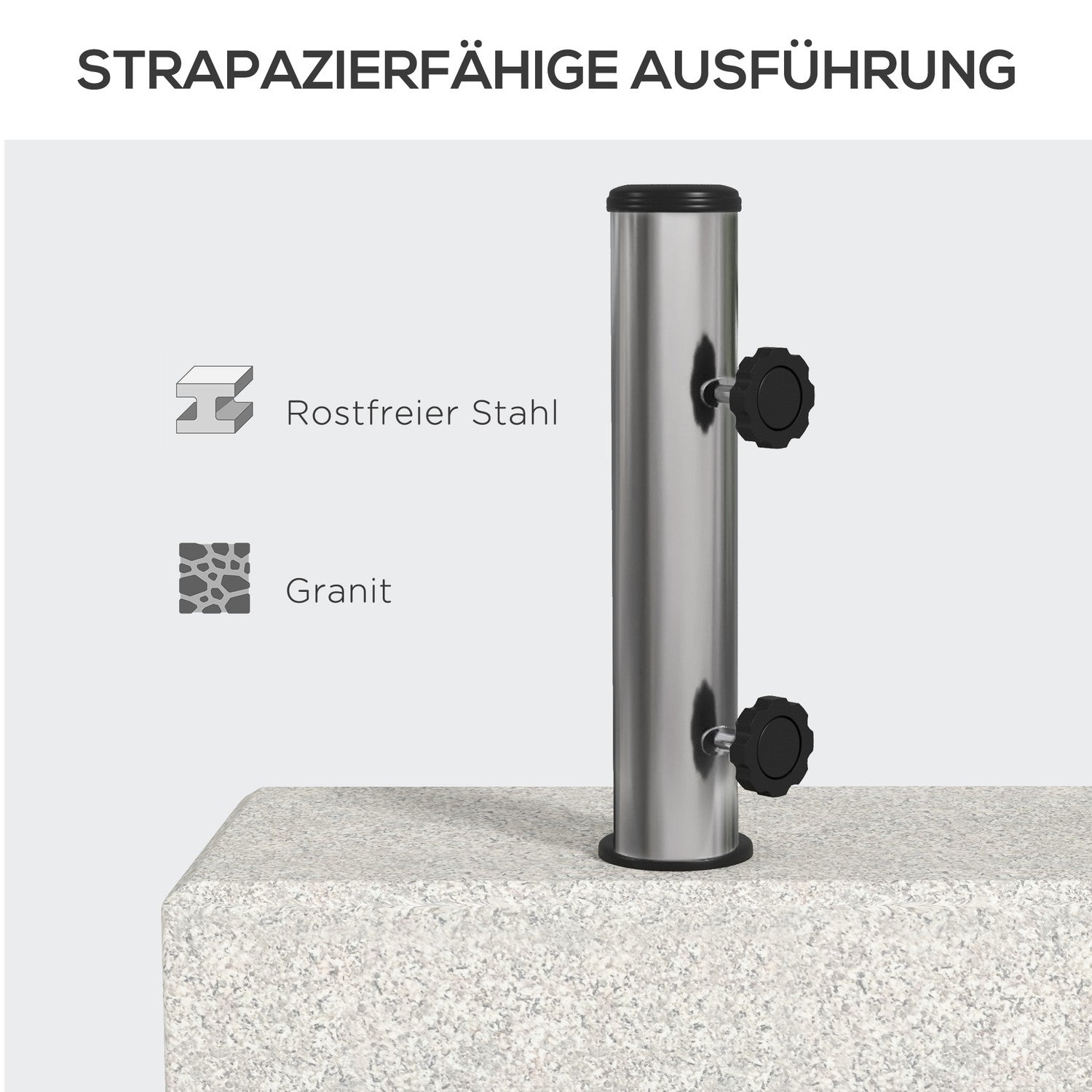 Půlkruhový podstavec pod slunečník, žulový, 25 kg, pro tyče 32–48 mm