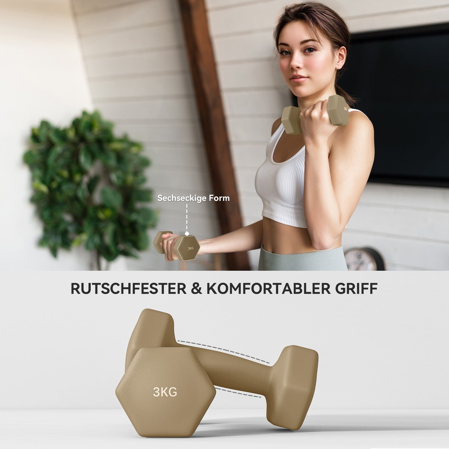 Hantelset, 6-delade stålvikter med fodral, 1 kg-3 kg
