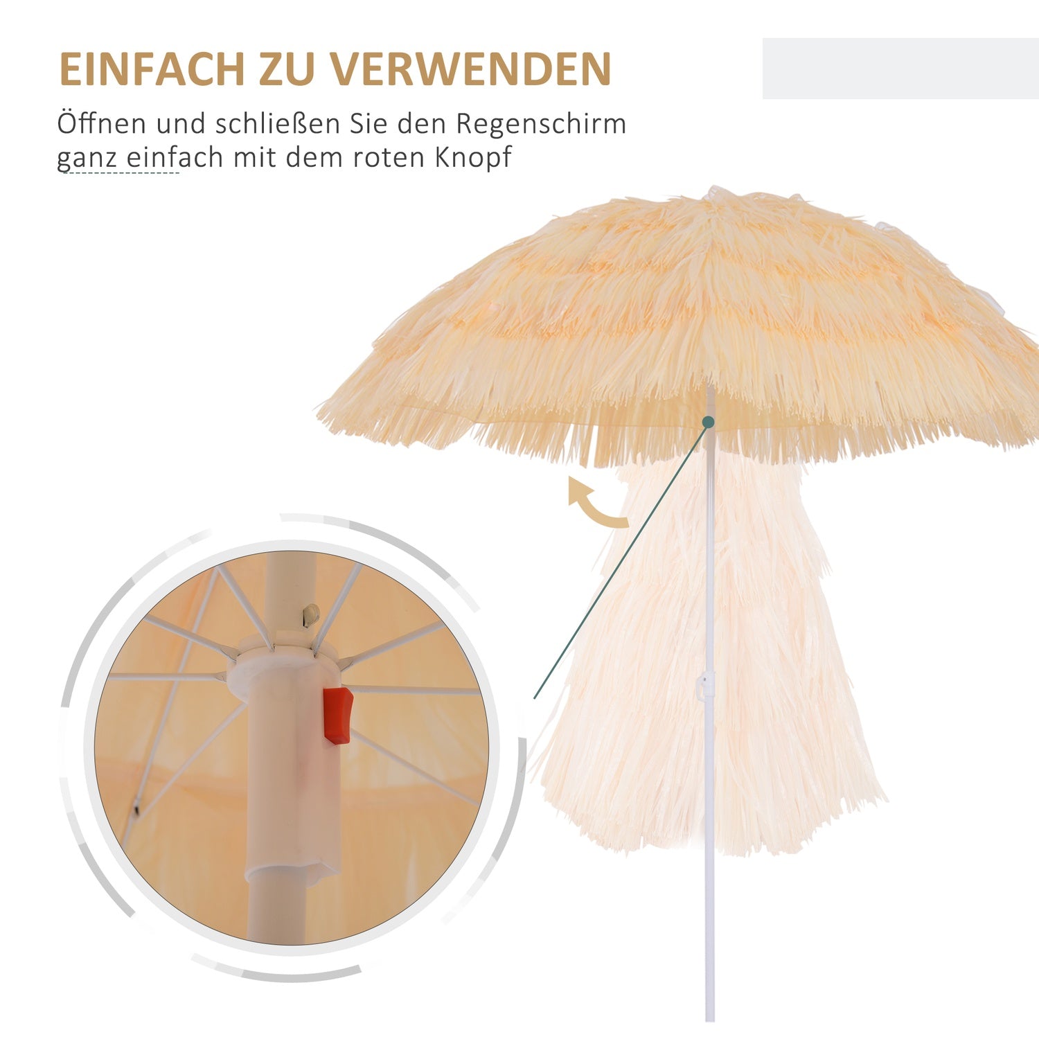 Hawaiian Beach Paraply – 160cm, Beige, Olika färger