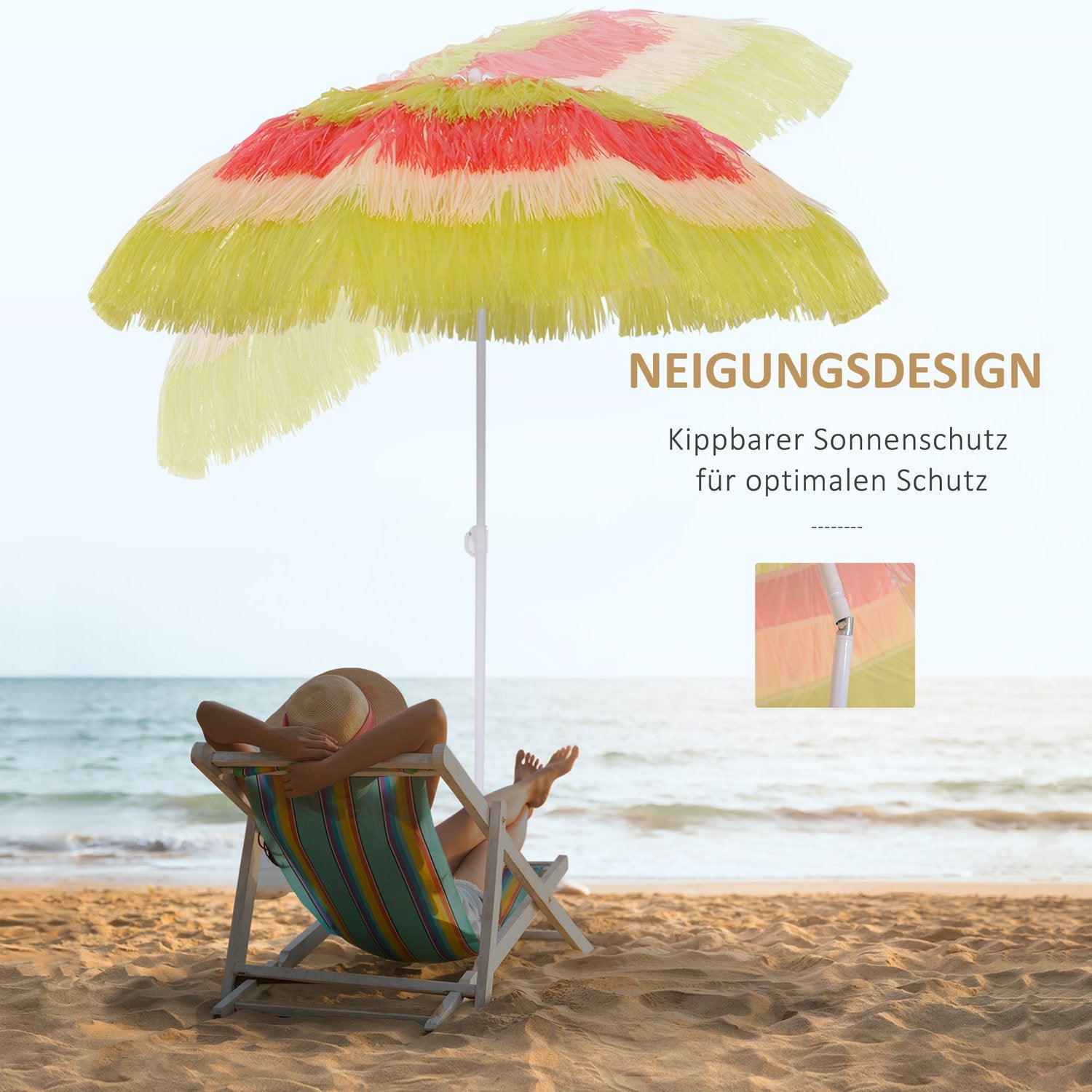 Hawaiian Beach Paraply – Färgglatt, 160 cm i diameter