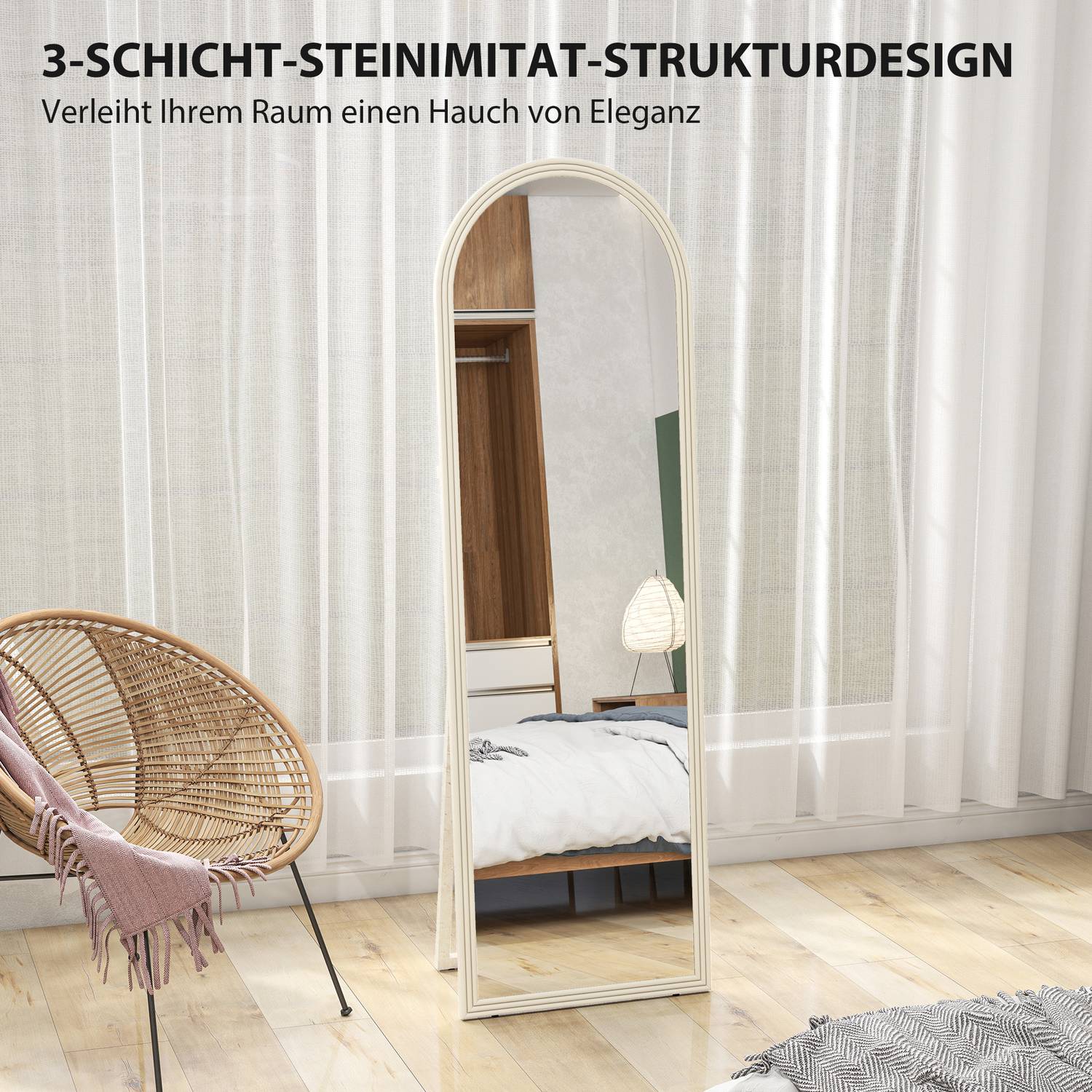 Helkroppsspegel, 50x160 cm, fristående, väggmonterad