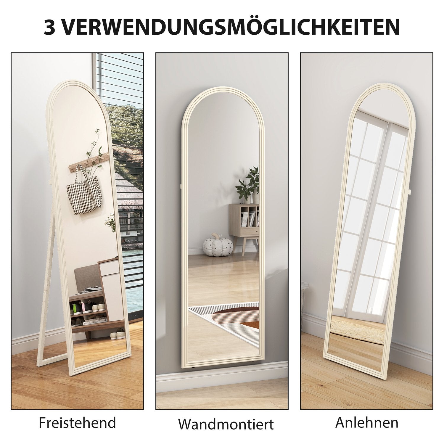Helkroppsspegel, 50x160 cm, fristående, väggmonterad