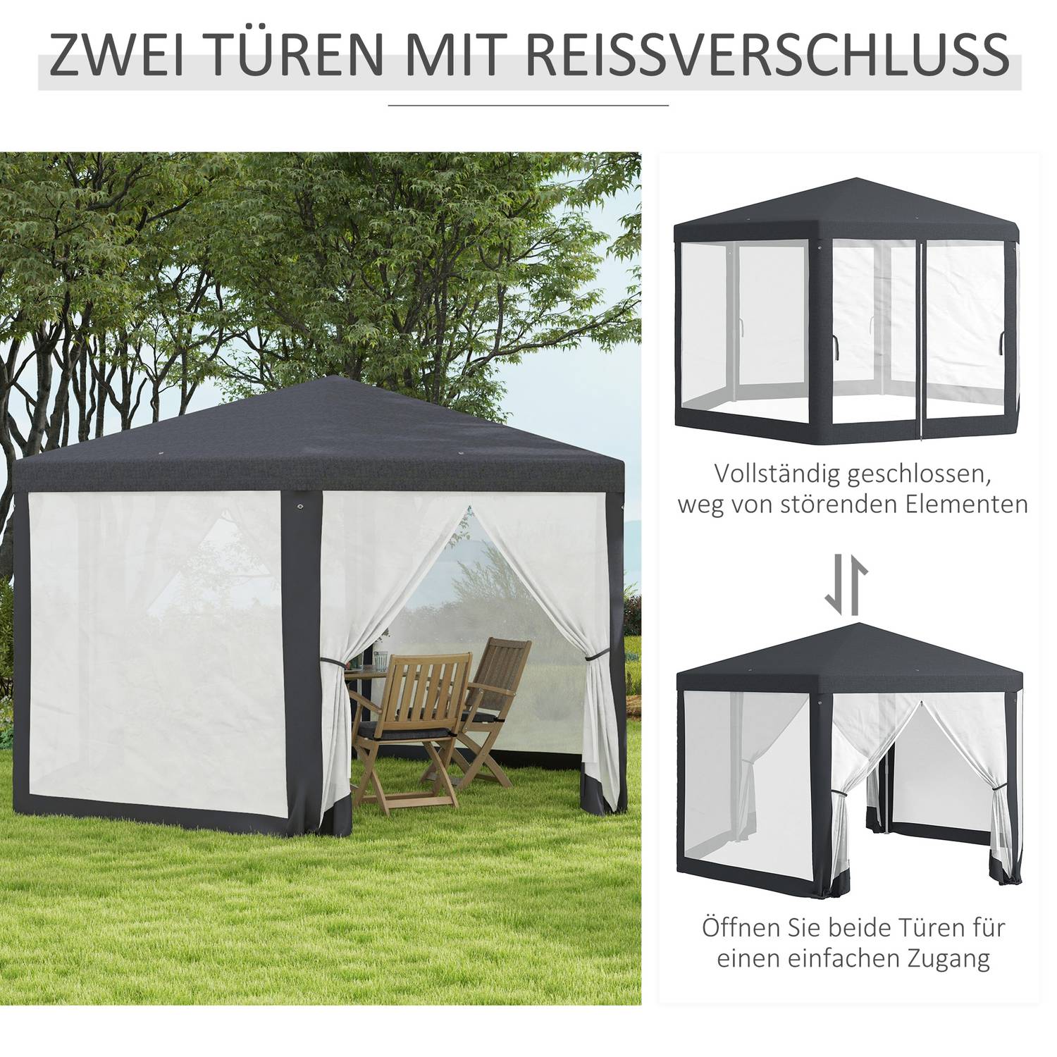 Šestihranný altán 4x4m, polyester a kov, s moskytiérou