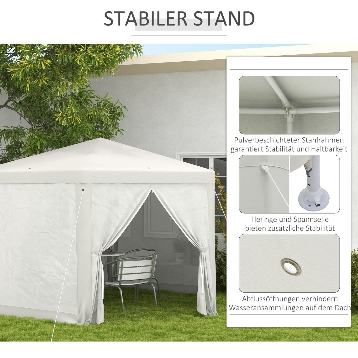 Šestihranný krémový párty stan, moskytiéra, polyester