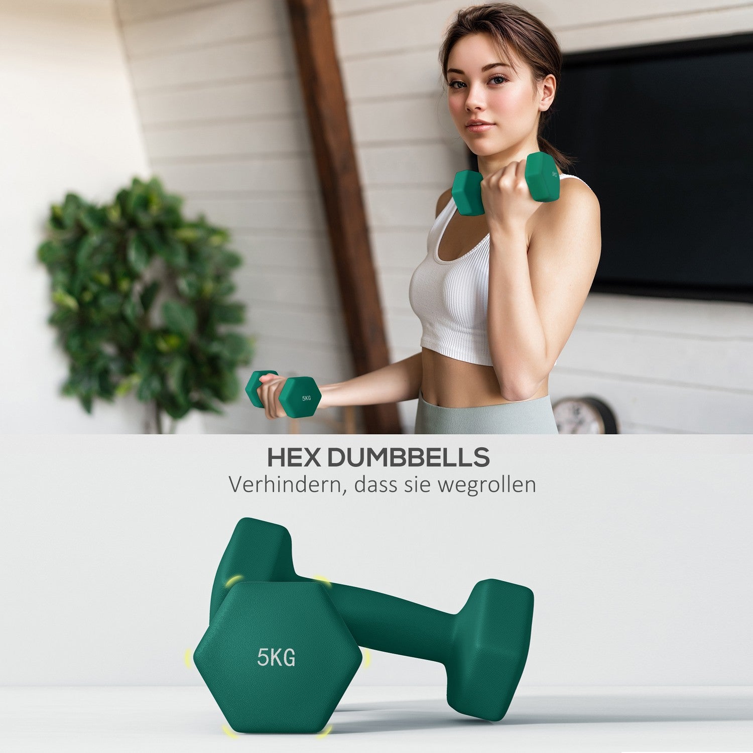 Hex hantelset med stativ – 3, 4, 5 kg vikter för hemmagym