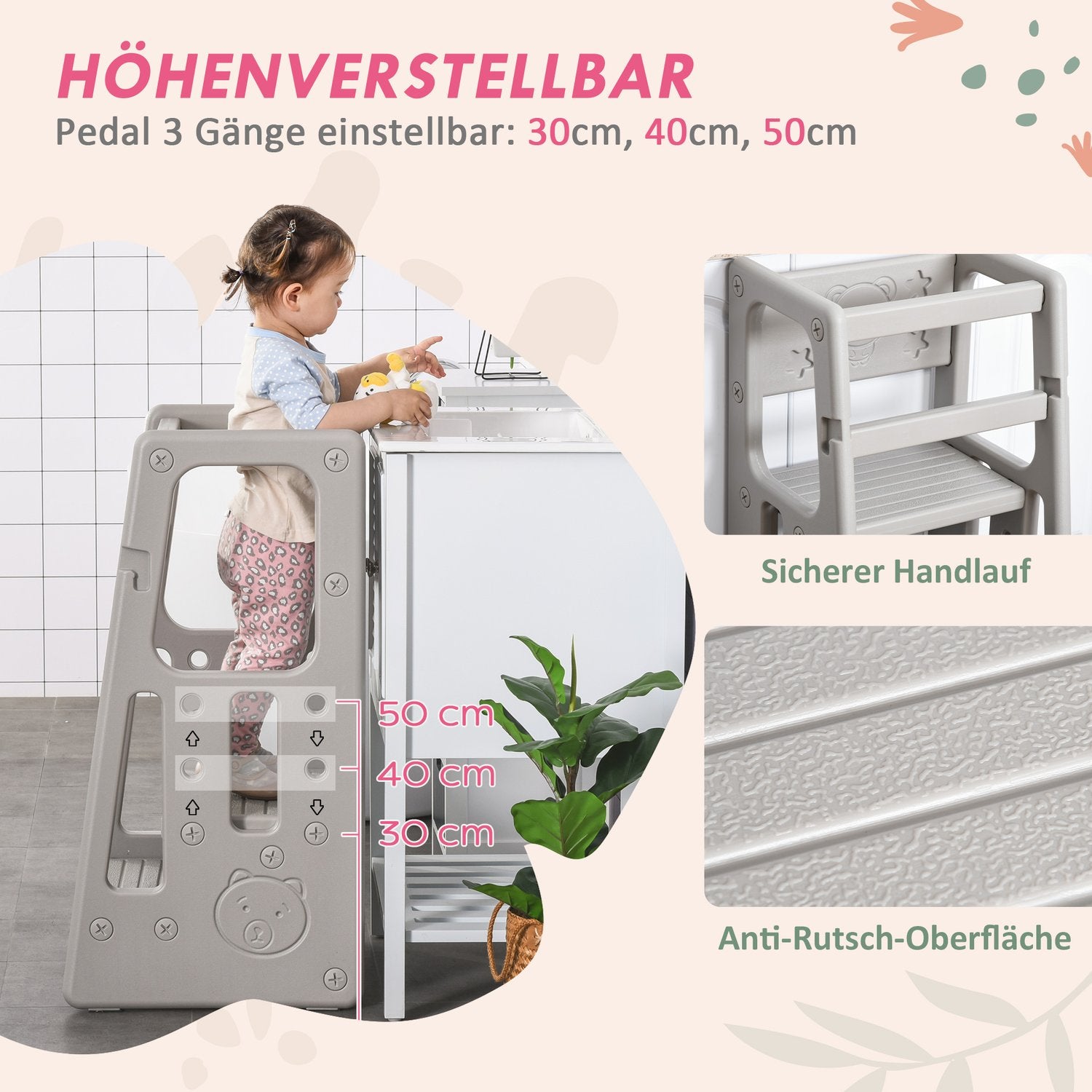 Höjdjusterbart Montessori Learning Tower för barn