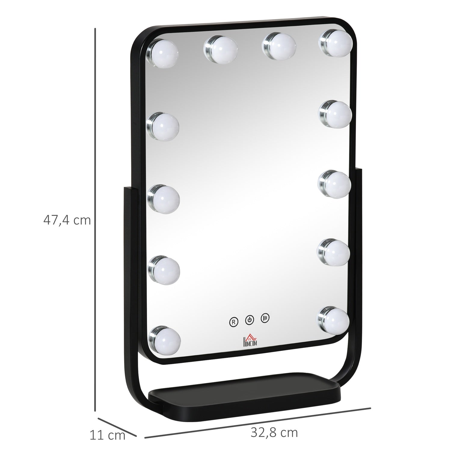 Hollywood Makeup Mirror, 12 lysdioder, pekkontroll, 3 ljusfärger