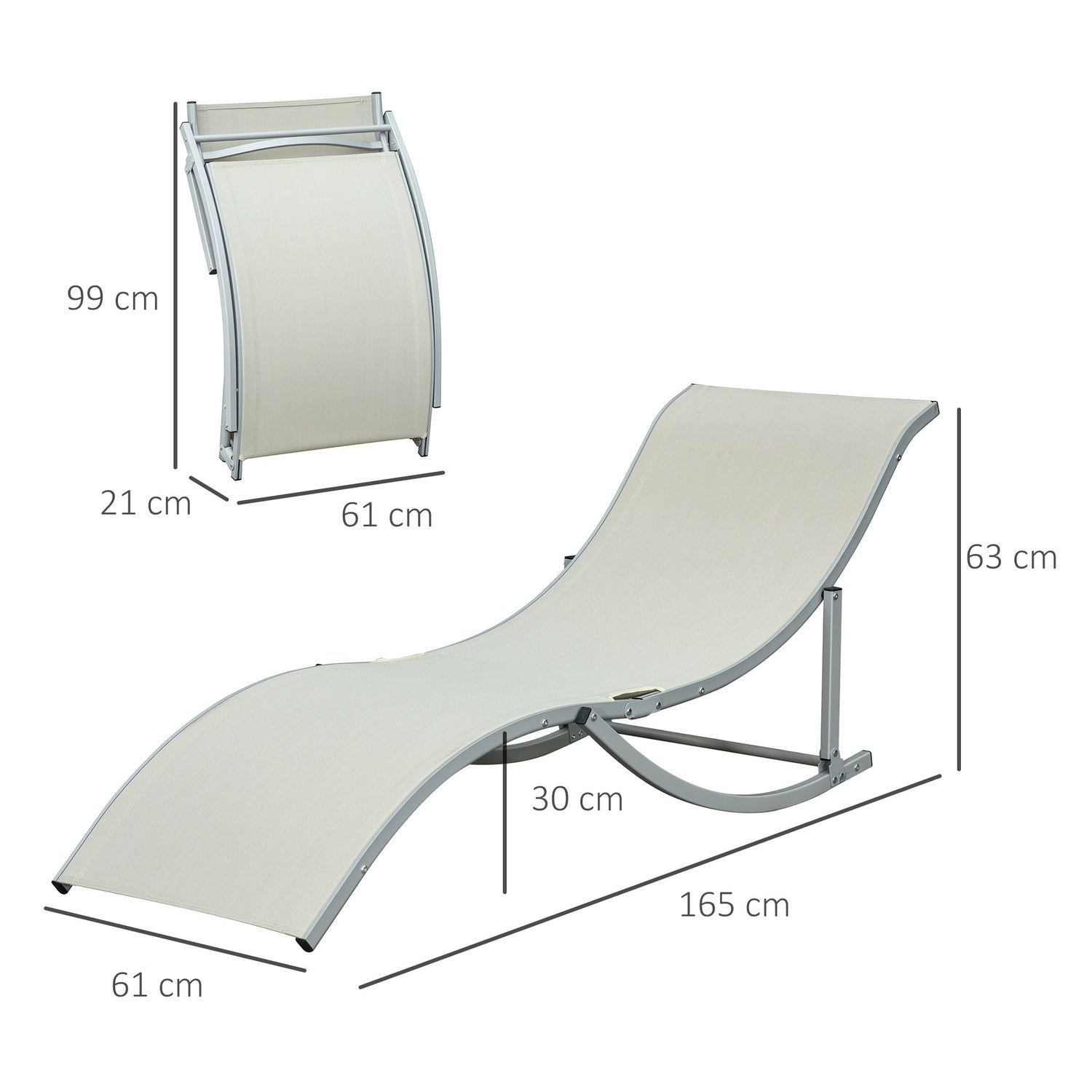 Hopfällbar Beige Garden Solstolar Set, Aluminium, Ergonomisk