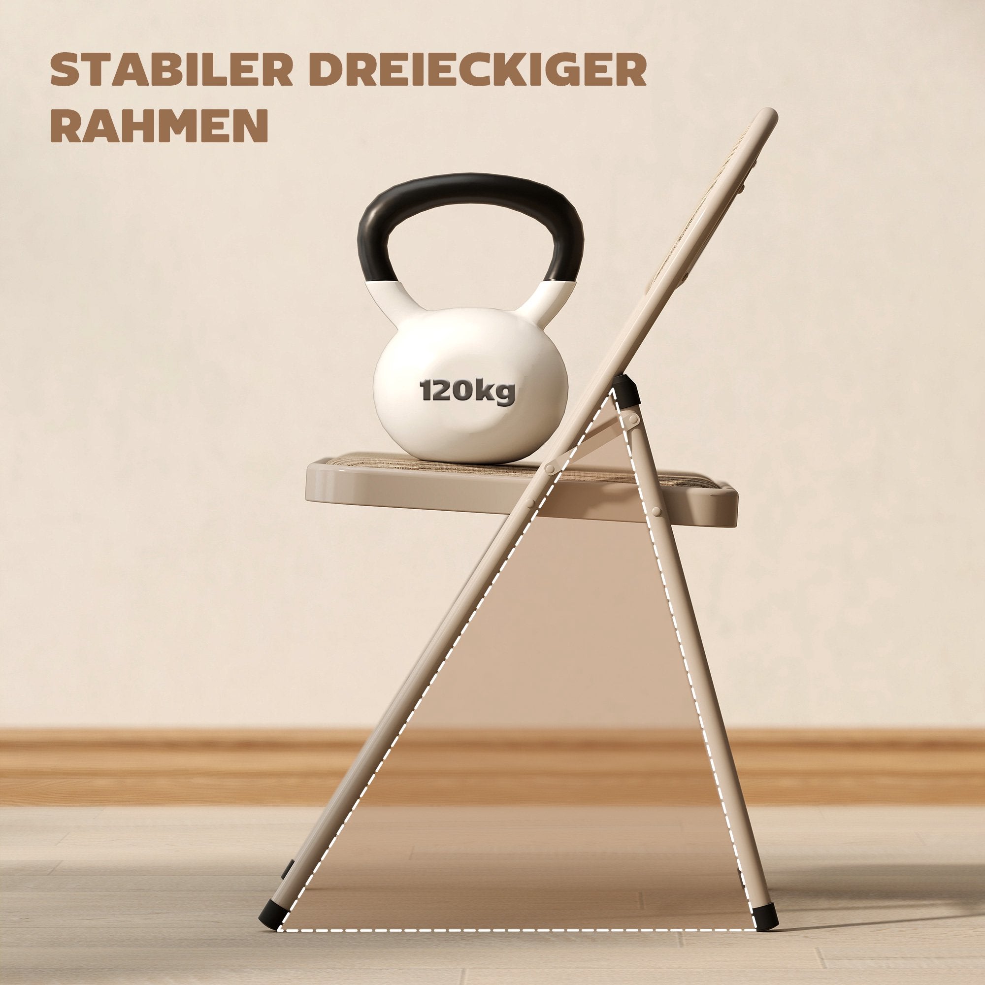 Hopfällbara stolar 2-pack, metallben, linne-look, beige