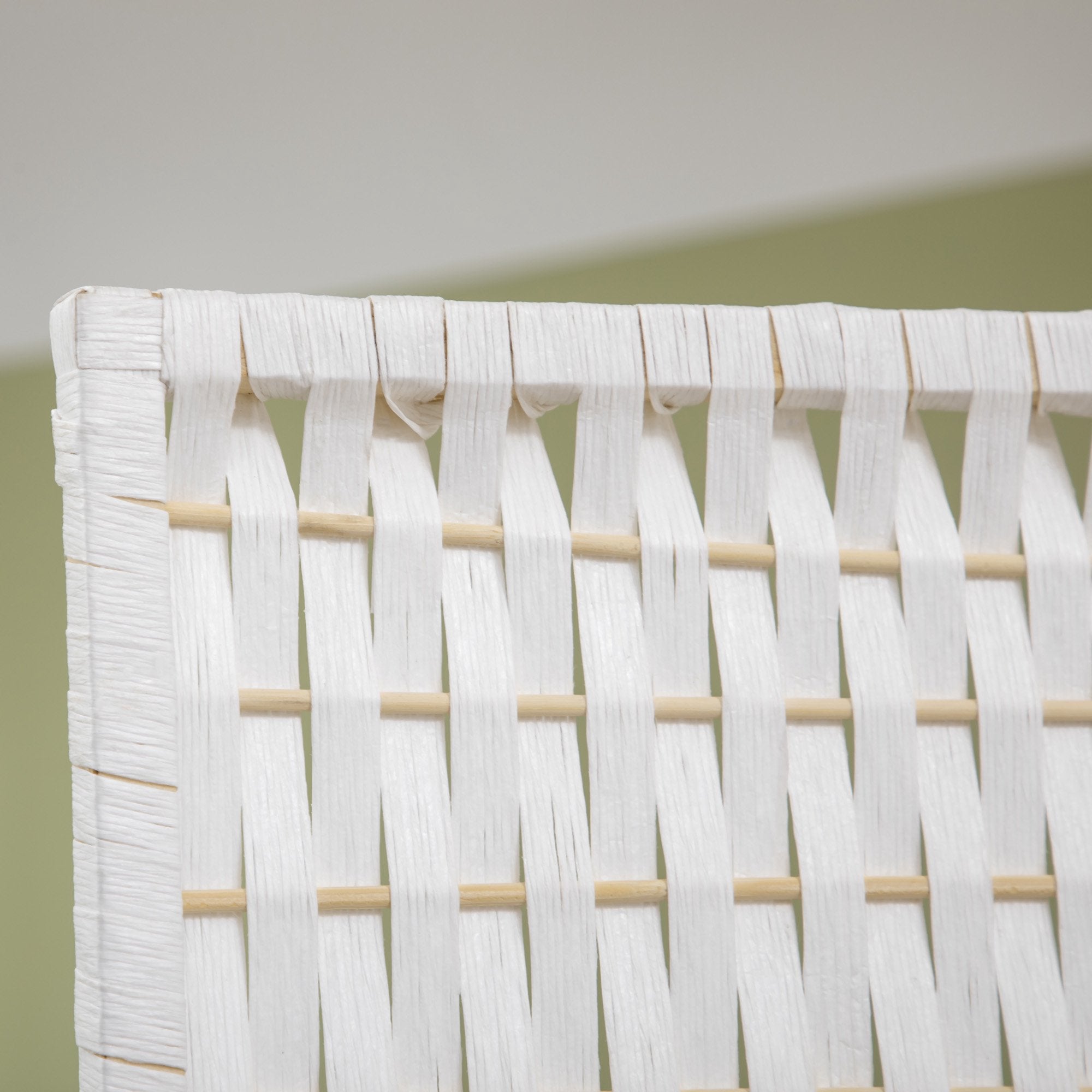 Hopfällbar rumsavdelare med 4 paneler och hyllor, furu/bambu