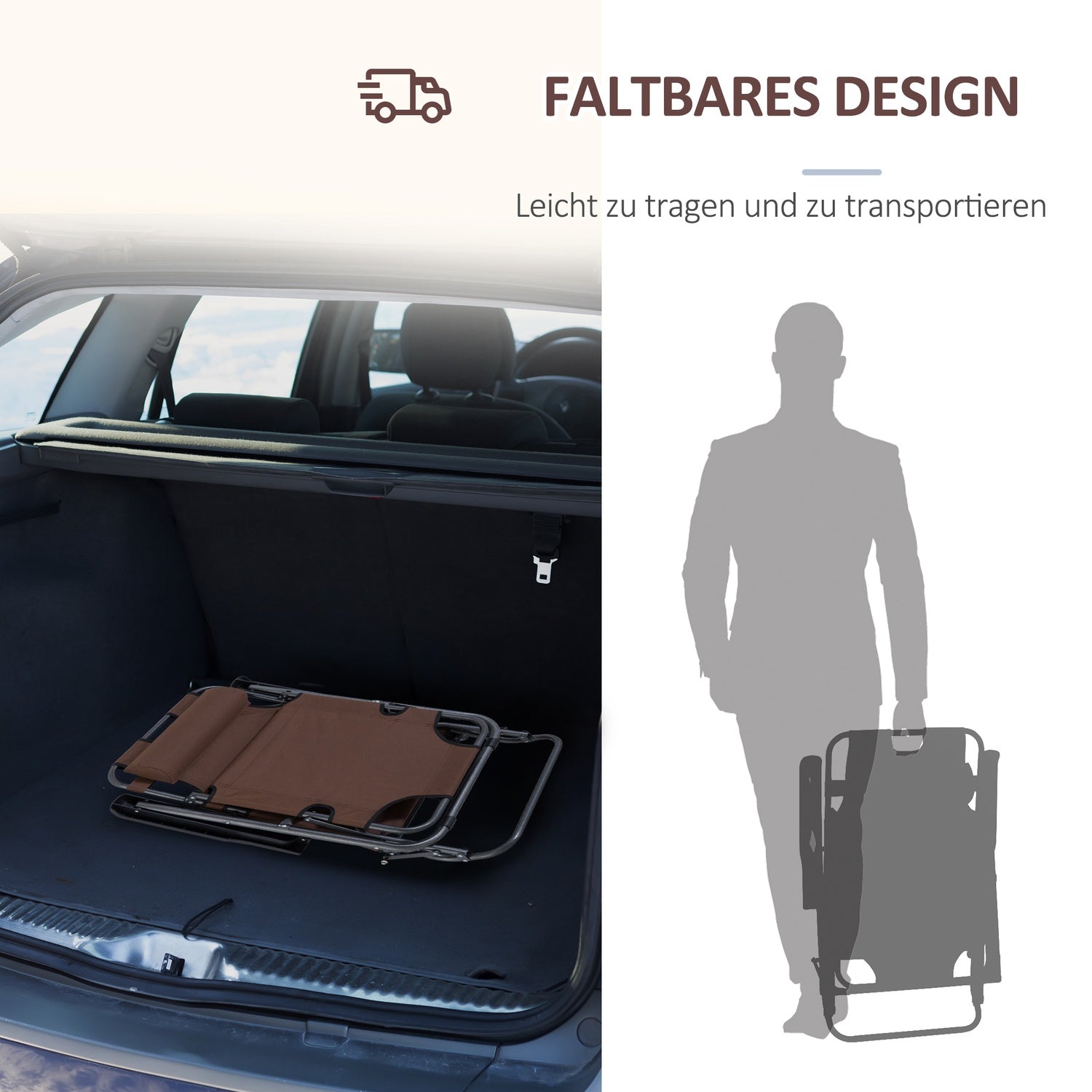 Hopfällbar solstol med kudde, metall & Oxford-tyg
