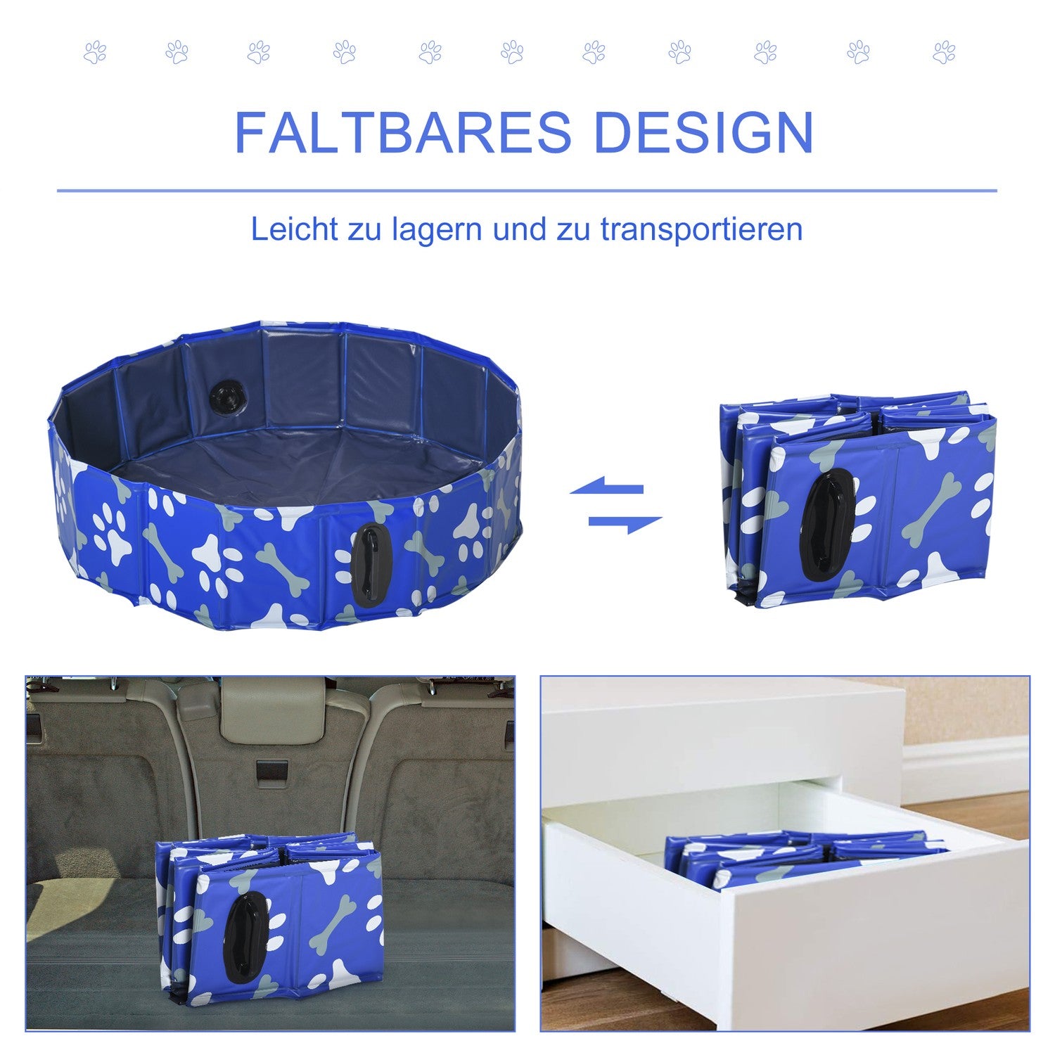 Hopfällbart hundpoolbadkar för husdjur, 80 cm diameter