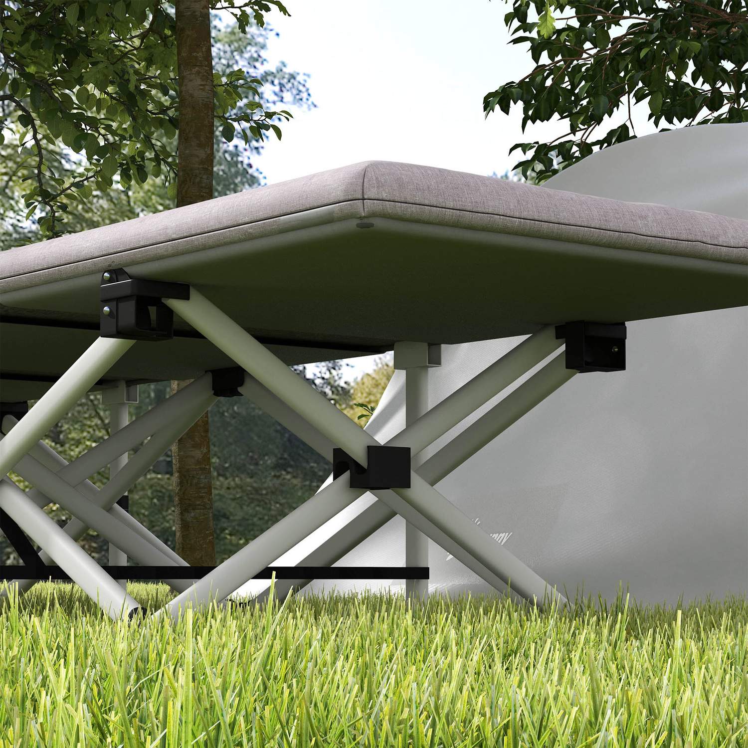 Skládací kempingová postel, Oxford Grey – nosnost 200 kg, 200x65x42cm