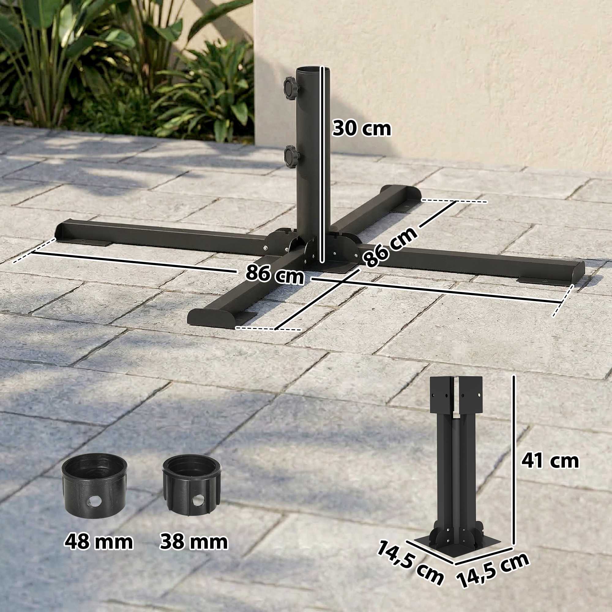 Hopfällbart paraplyställ, passar 38/48 mm stänger, mörkgrå