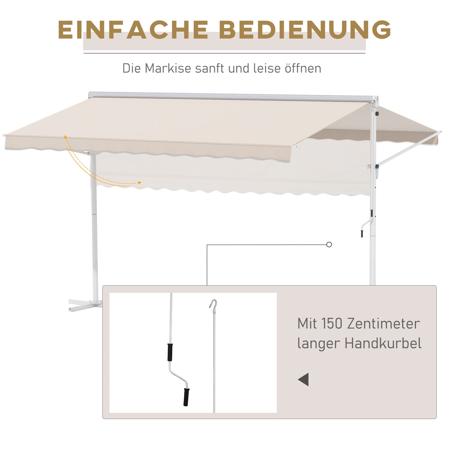 Hopfällbar trädgårdsmarkis 4x3M Beige – Sol- och väderskydd