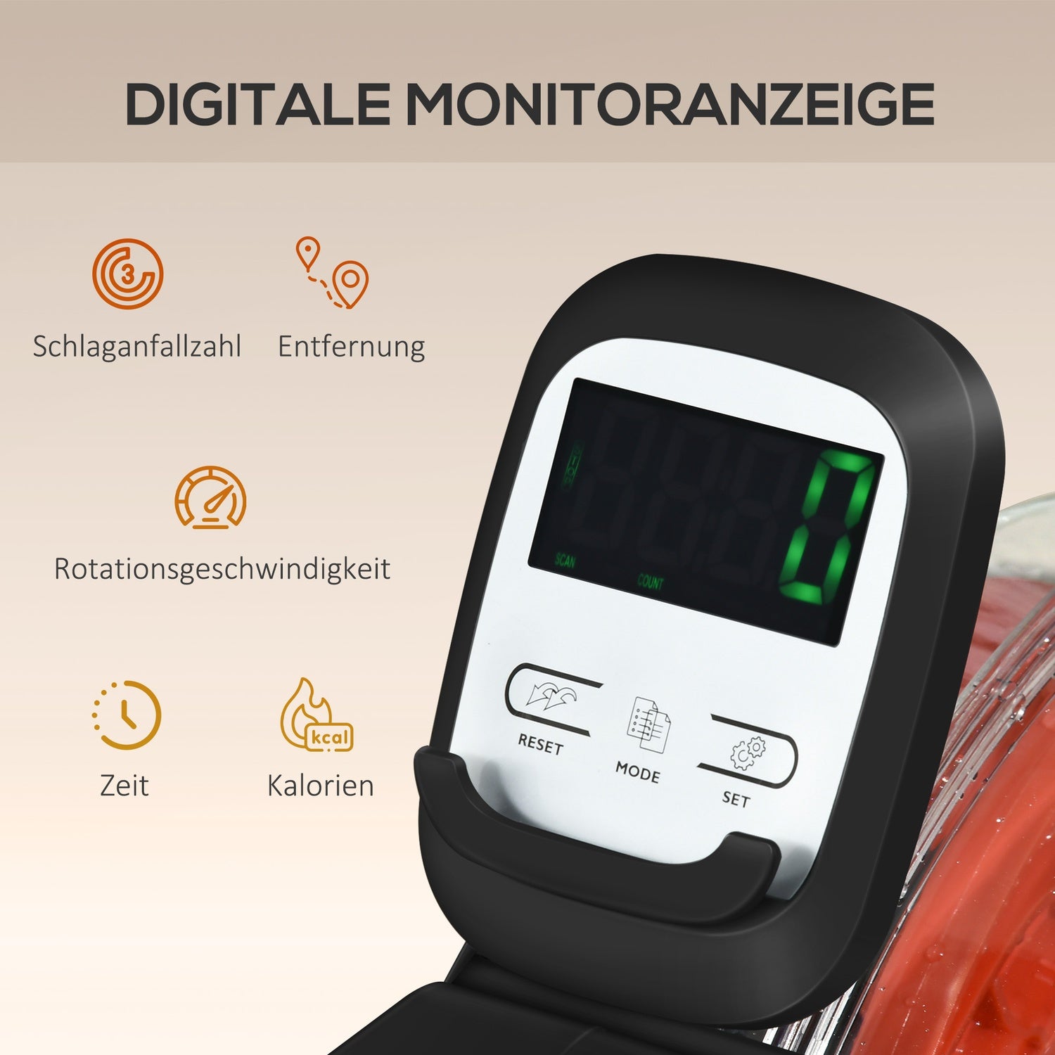 Skládací veslovací trenažér s LCD displejem a kolečky