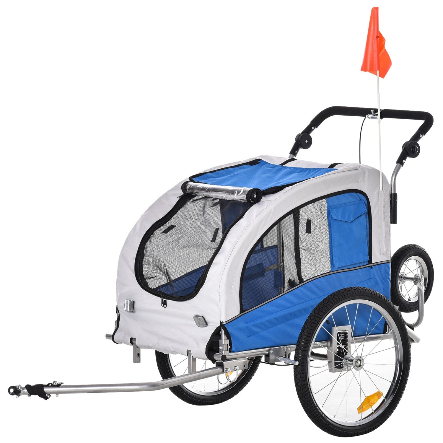Hundcykelvagn och joggingvagn, blå/grå, 155 x 83 x 108 cm