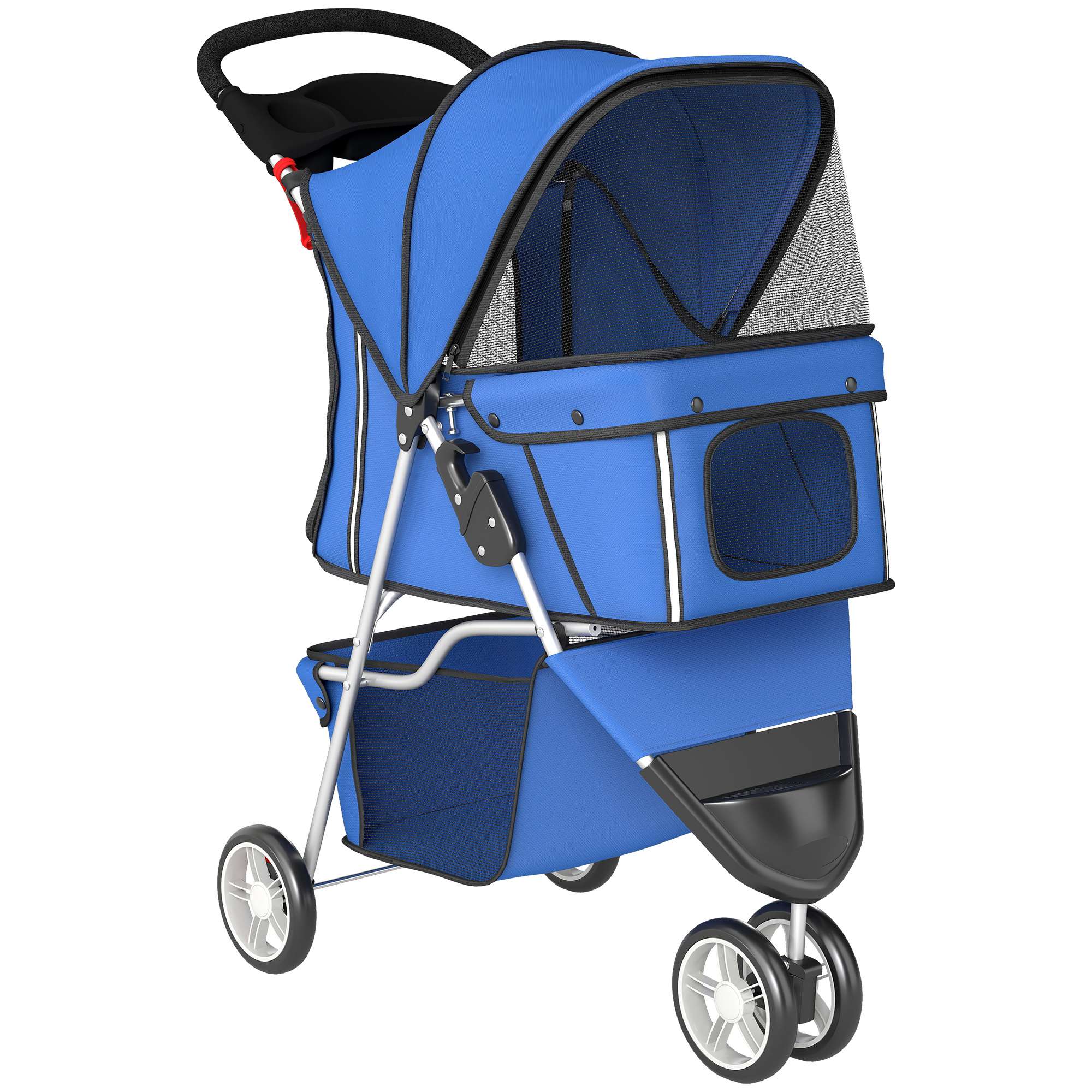 Hundvagn, Hopfällbar, 10 kg kapacitet, Korg, Blå