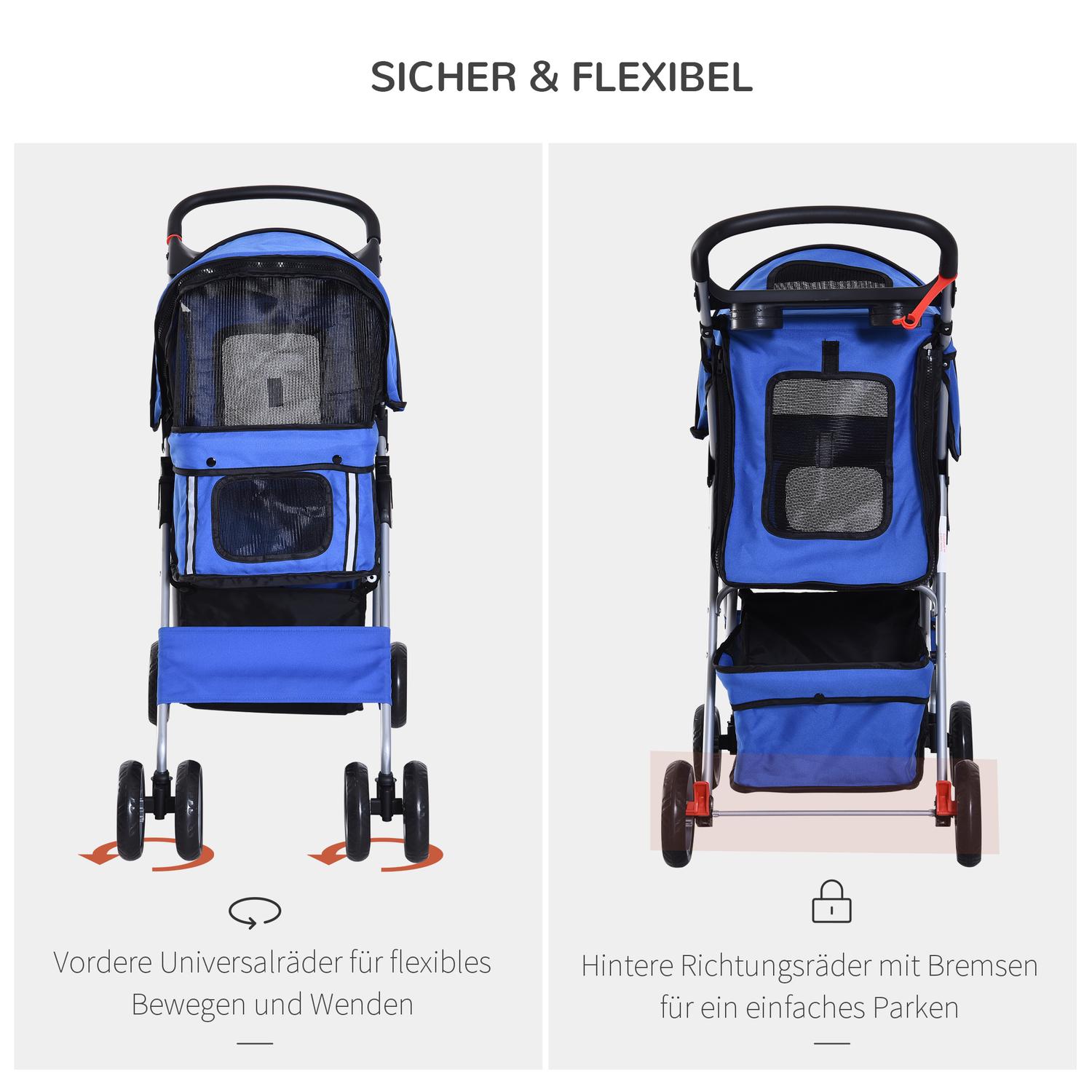 Hundvagn och joggingvagn, blå – husdjursvagn