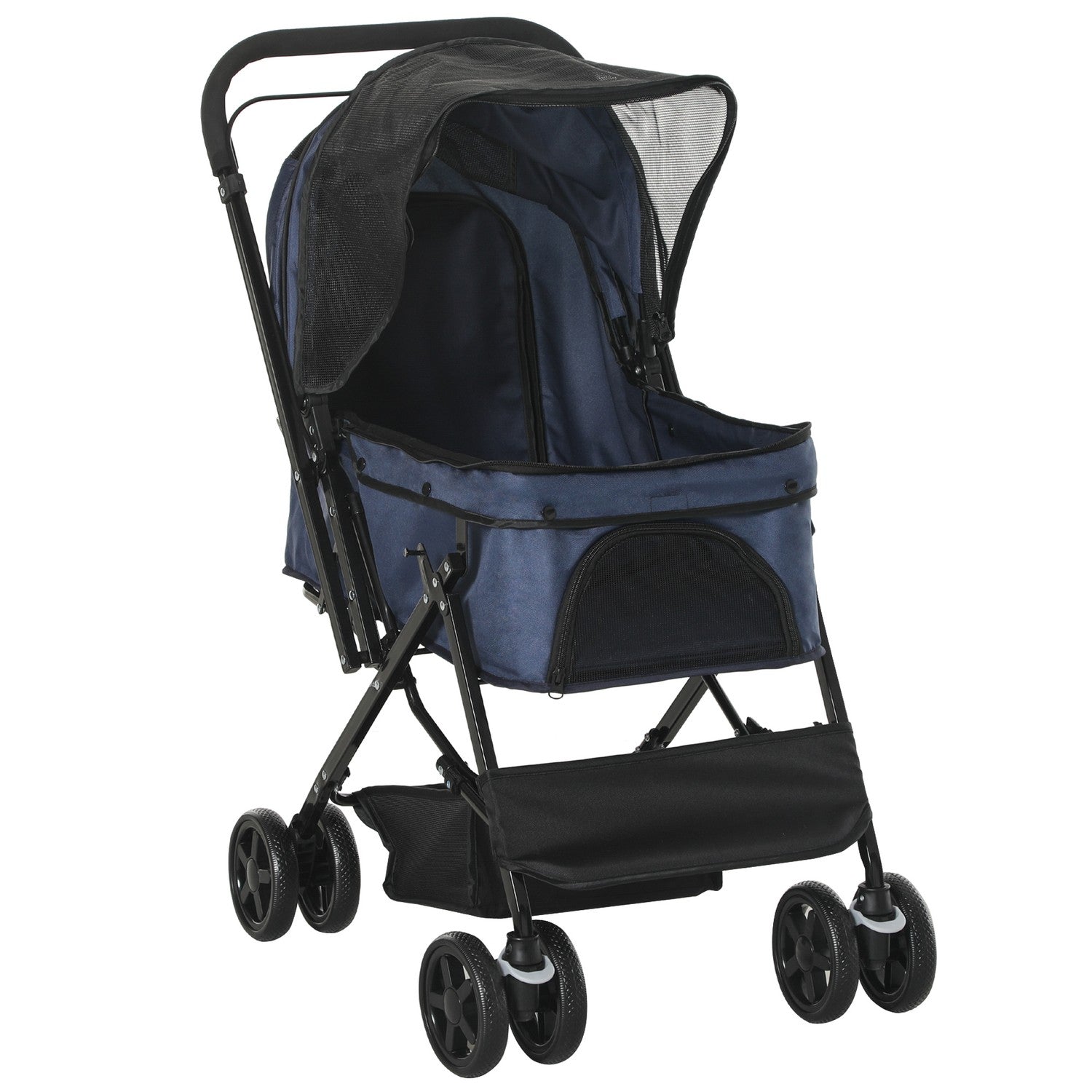 Husdjursvagn för små hundar & katter, Oxford Blue 76,5x52x95cm