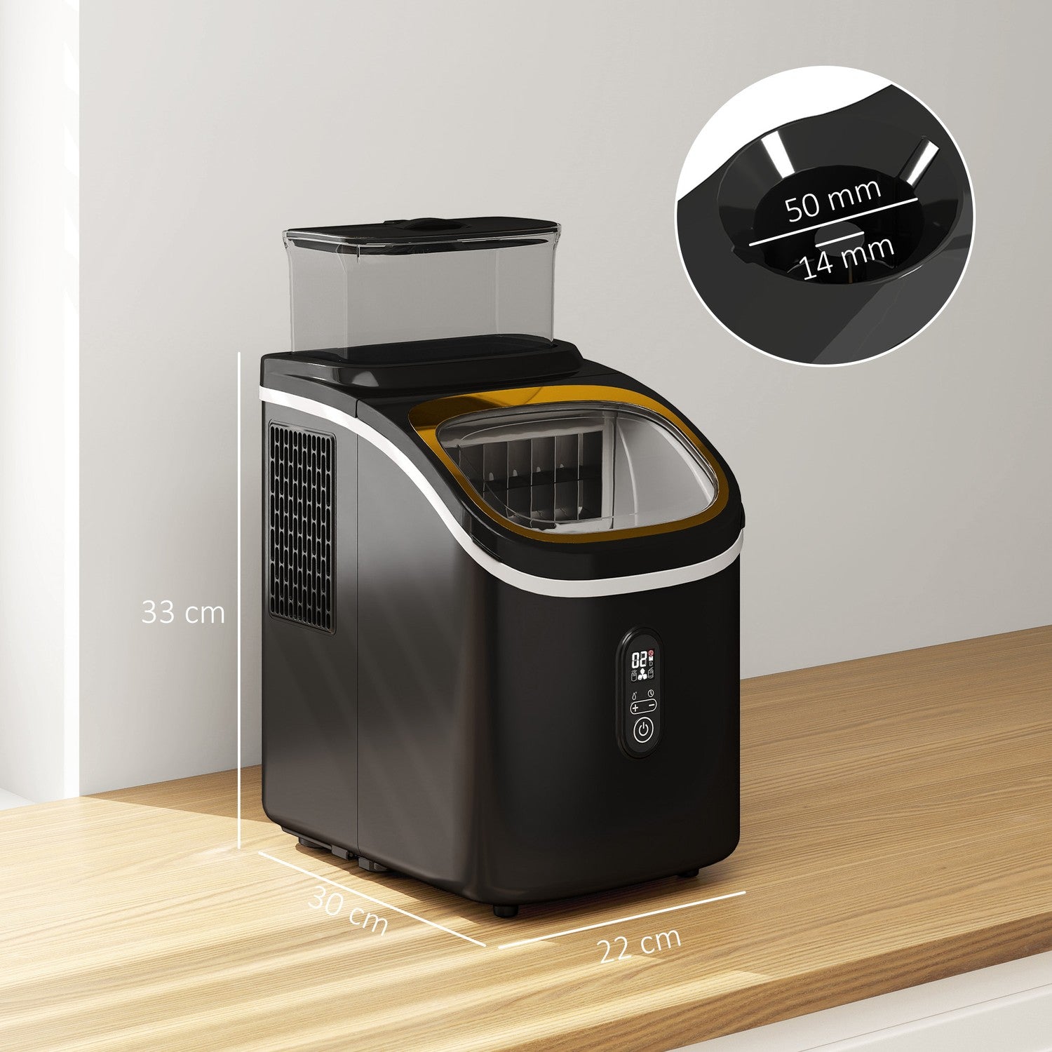 Výrobník kostek ledu, 15kg/24h, nádržka 1,5L, LED displej, černý