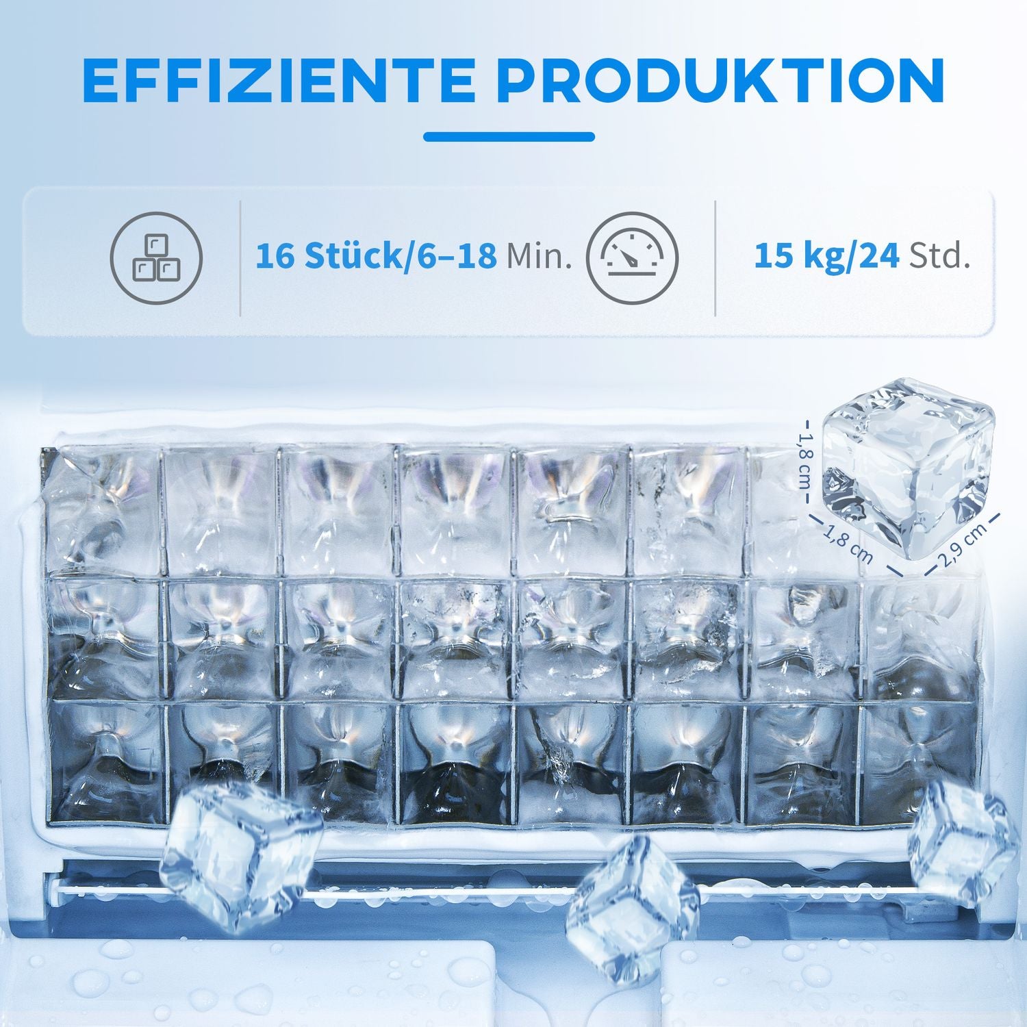 Výrobník kostek ledu, 15kg/24h, nádržka 1,5L, LED displej, černý