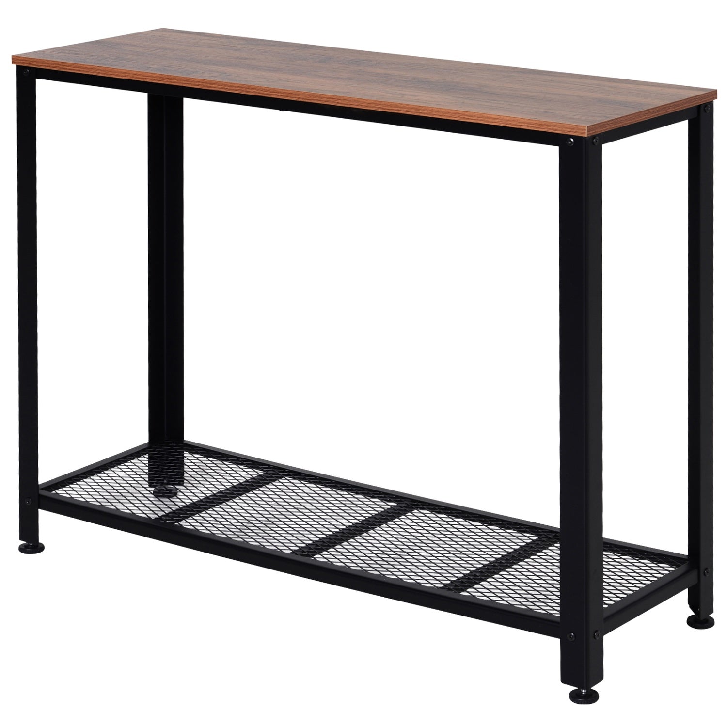 Industriell konsolbord med metallgallerhylla, 101x35x80 cm