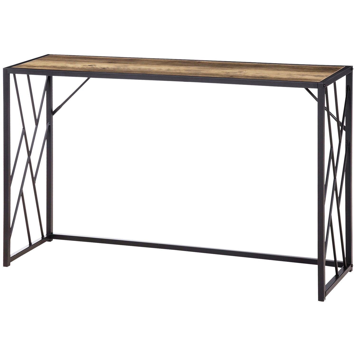 Industriell konsolbord, stålben, 120x35x75 cm, brun