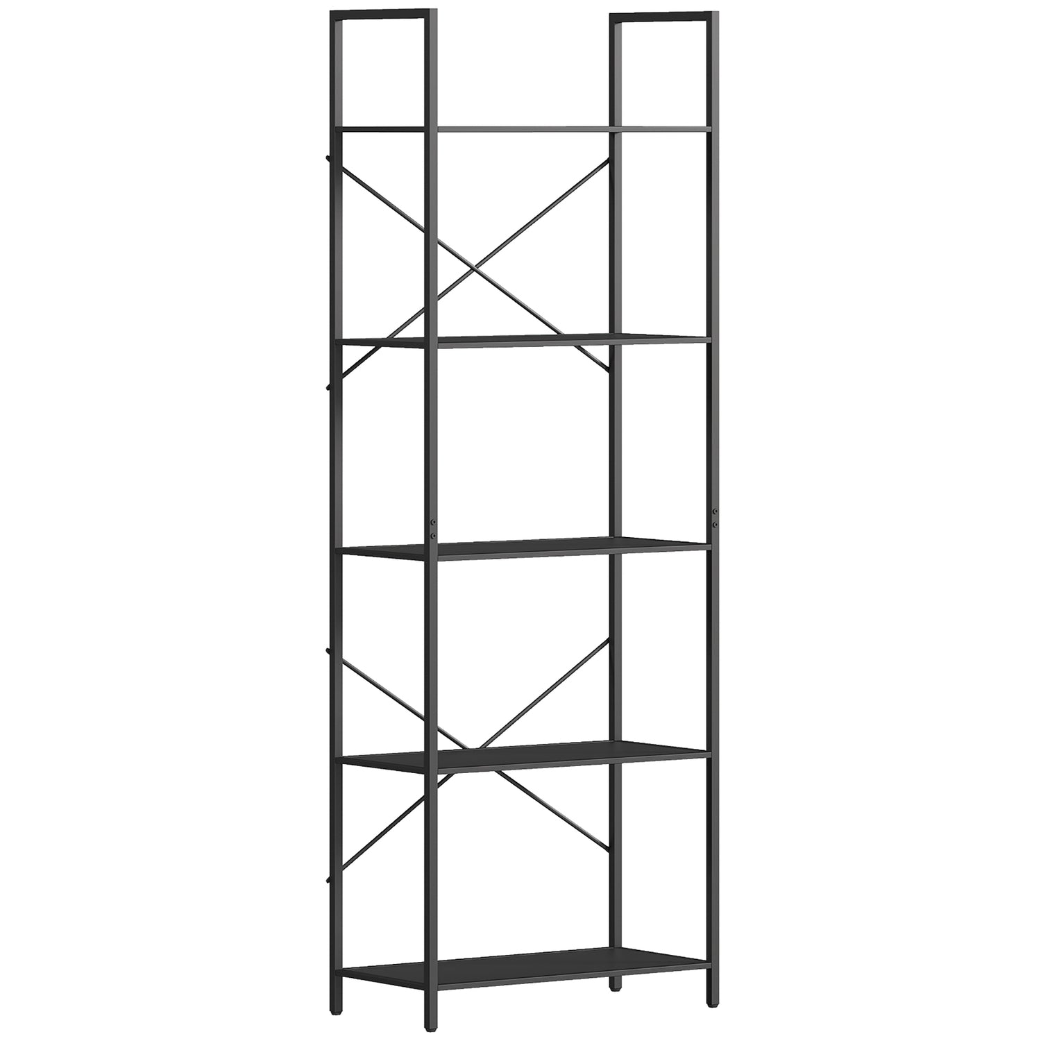 Industriell metallbokhylla med 5 våningar, 60x30x170,5 cm, svart