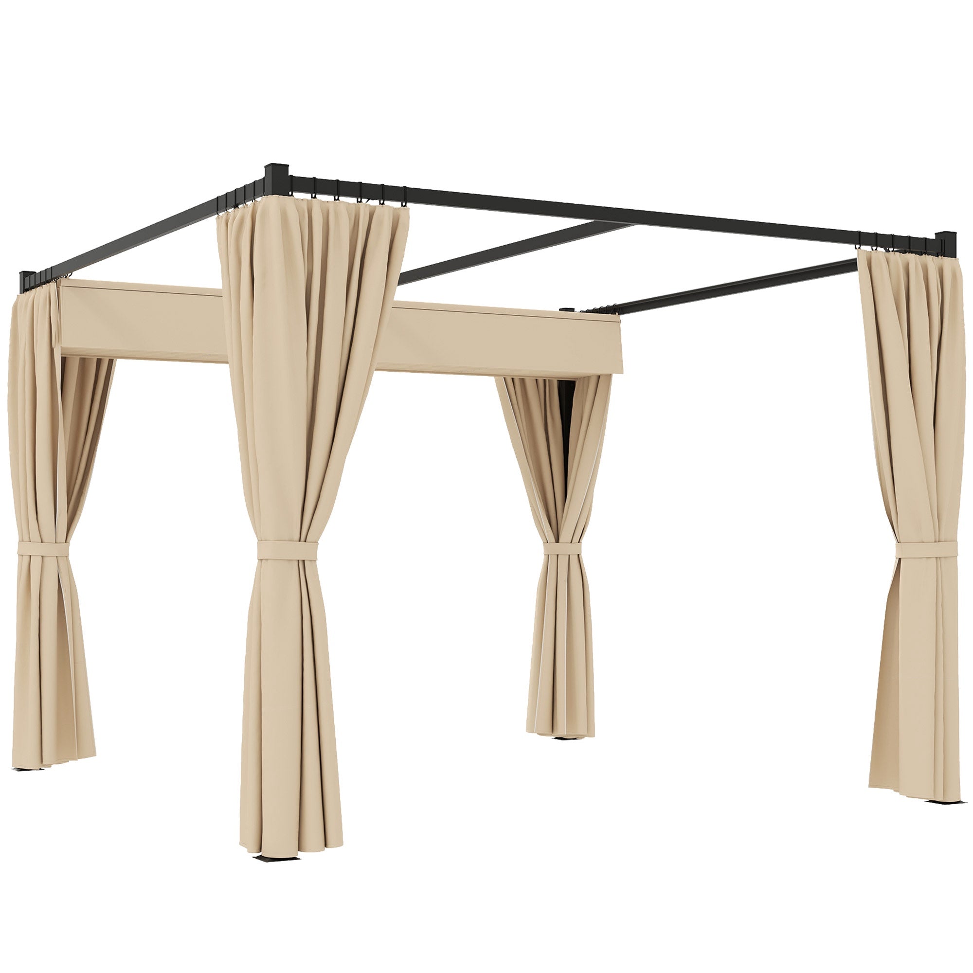 Infällbar fristående terrasstak, metallram, beige