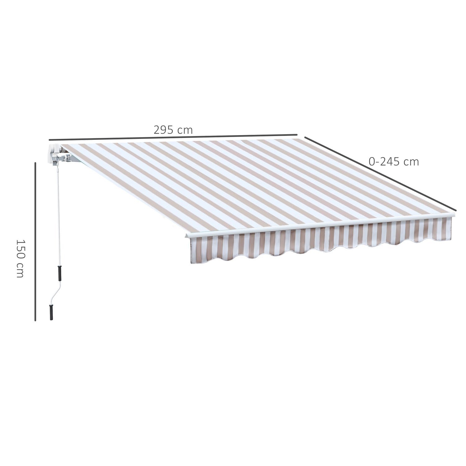 Infällbar markis med handvev, 3x2,5m, solskydd