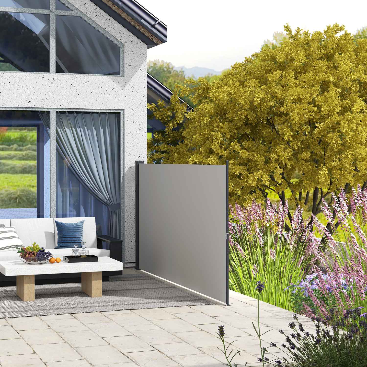 Stahovací markýza pro soukromí, 300x140cm, ochrana proti UV záření a větru