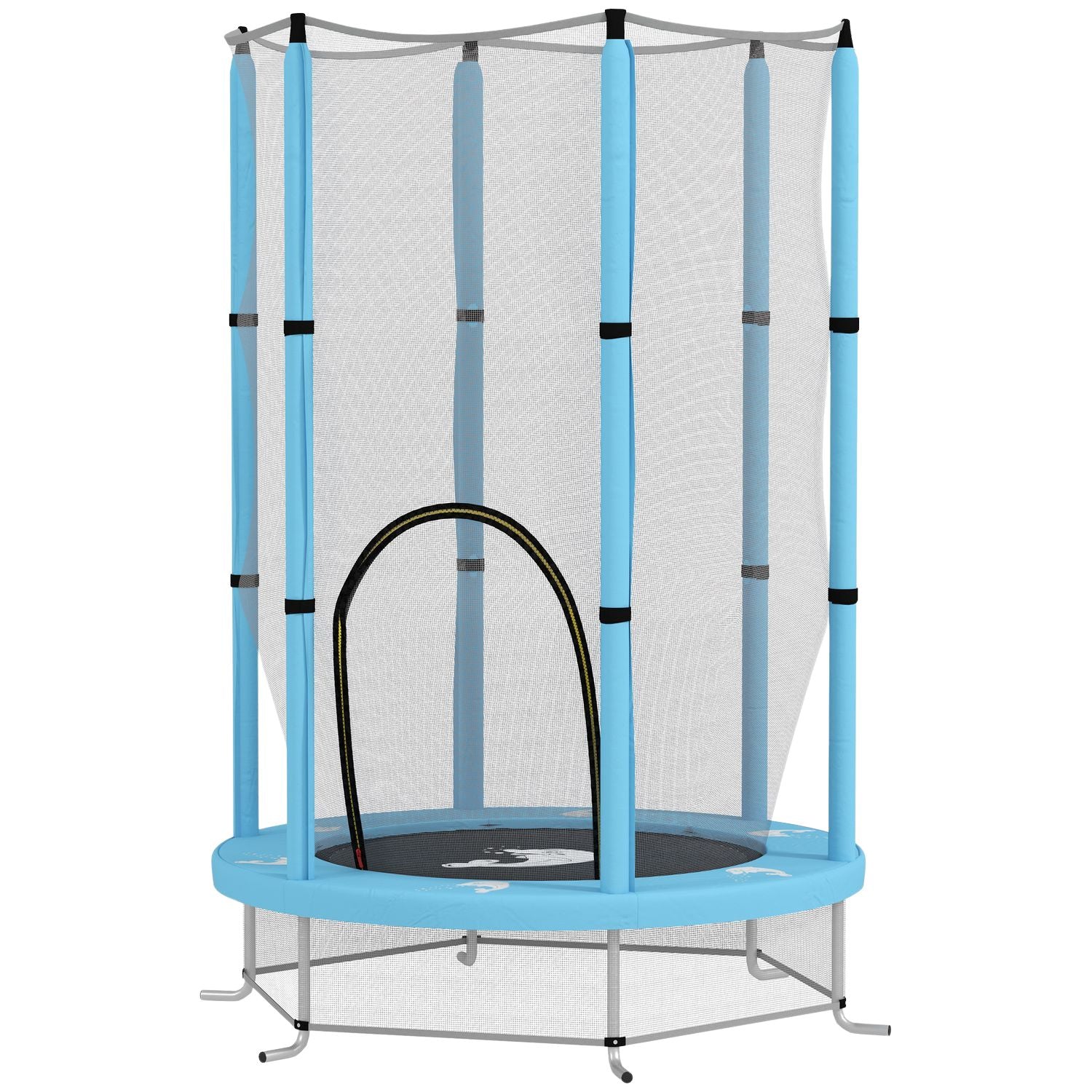 Dětská trampolína do interiéru, Ø140 cm – ochranná síť, vchod na zip