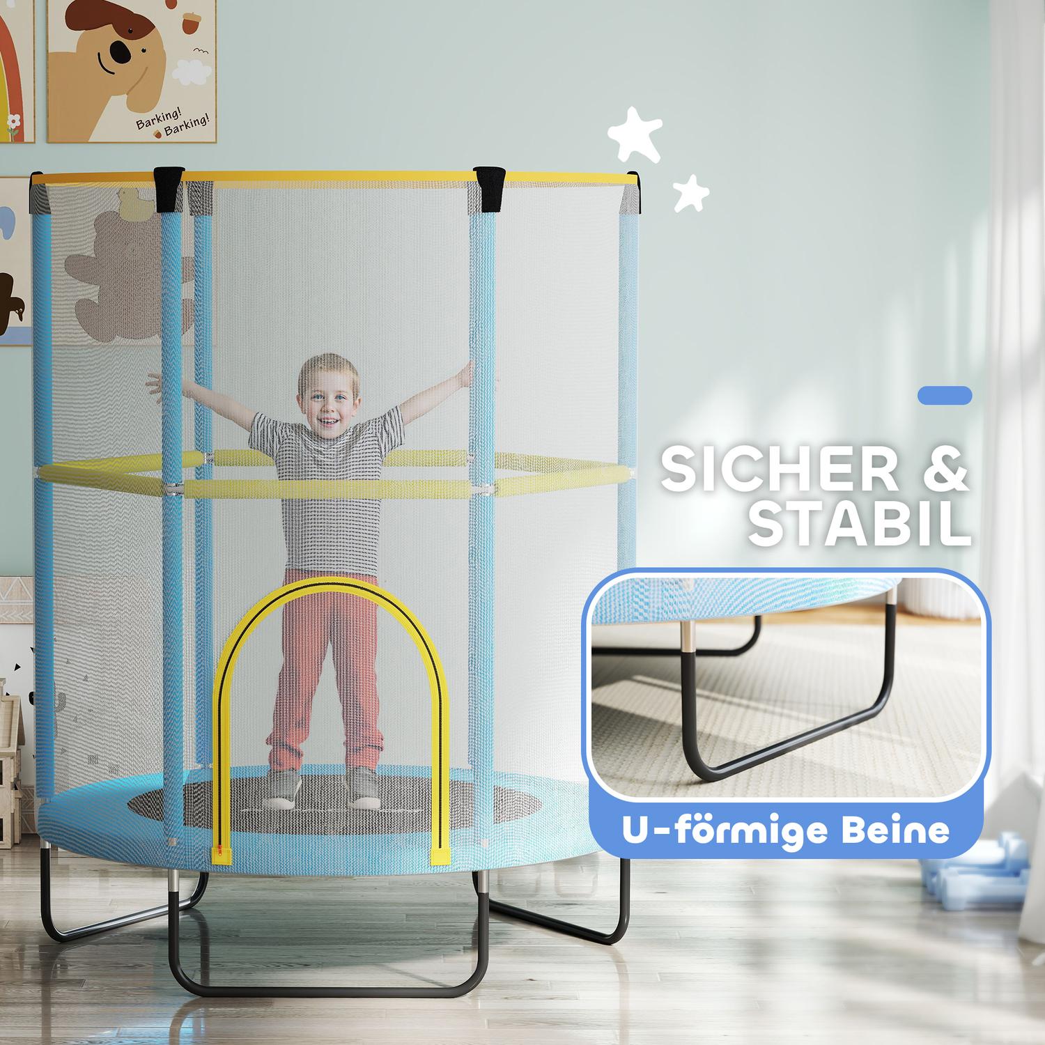Vnitřní trampolína pro děti s ochrannou sítí, 140 cm, tmavě modrá
