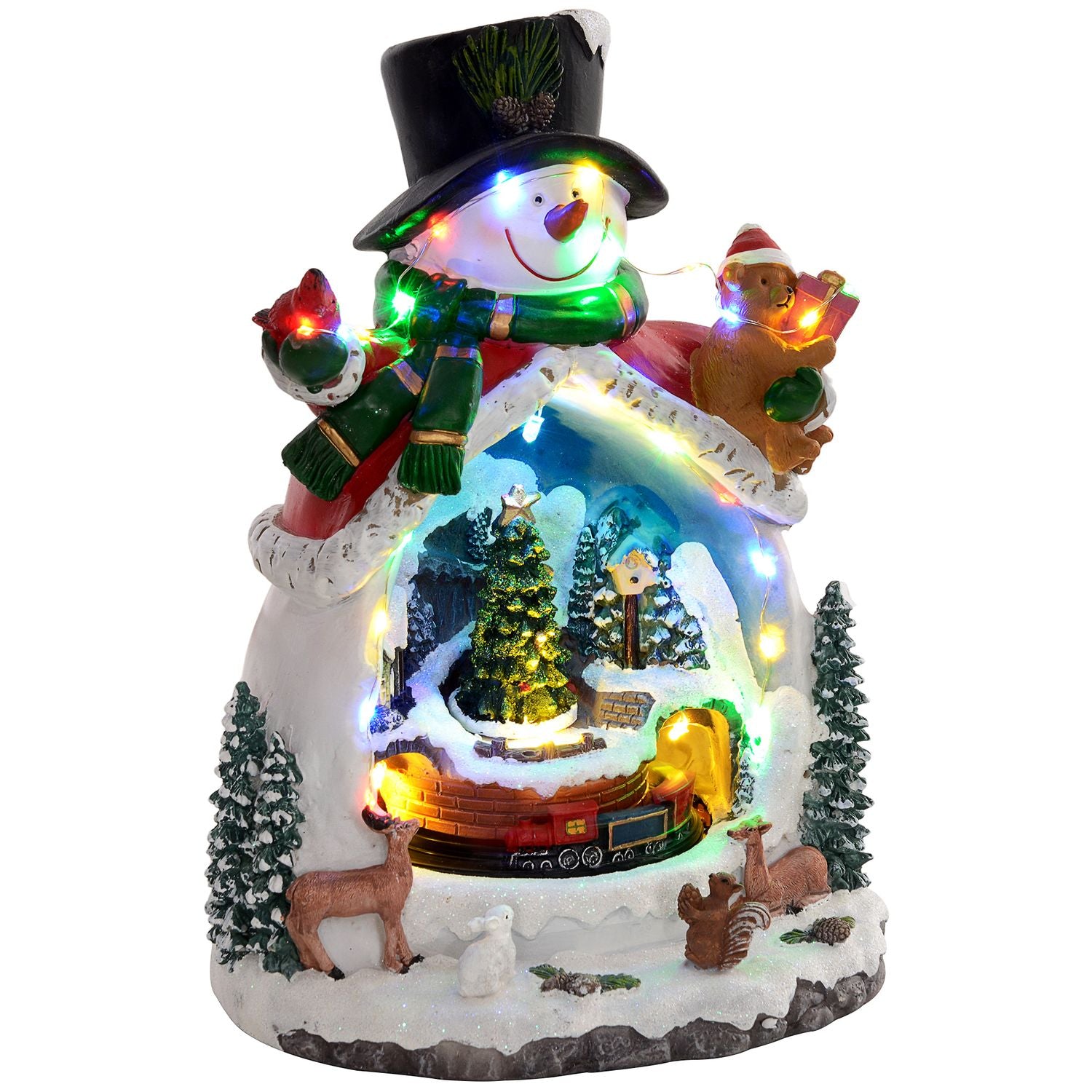 Julby med LED-ljus, musik och tåg